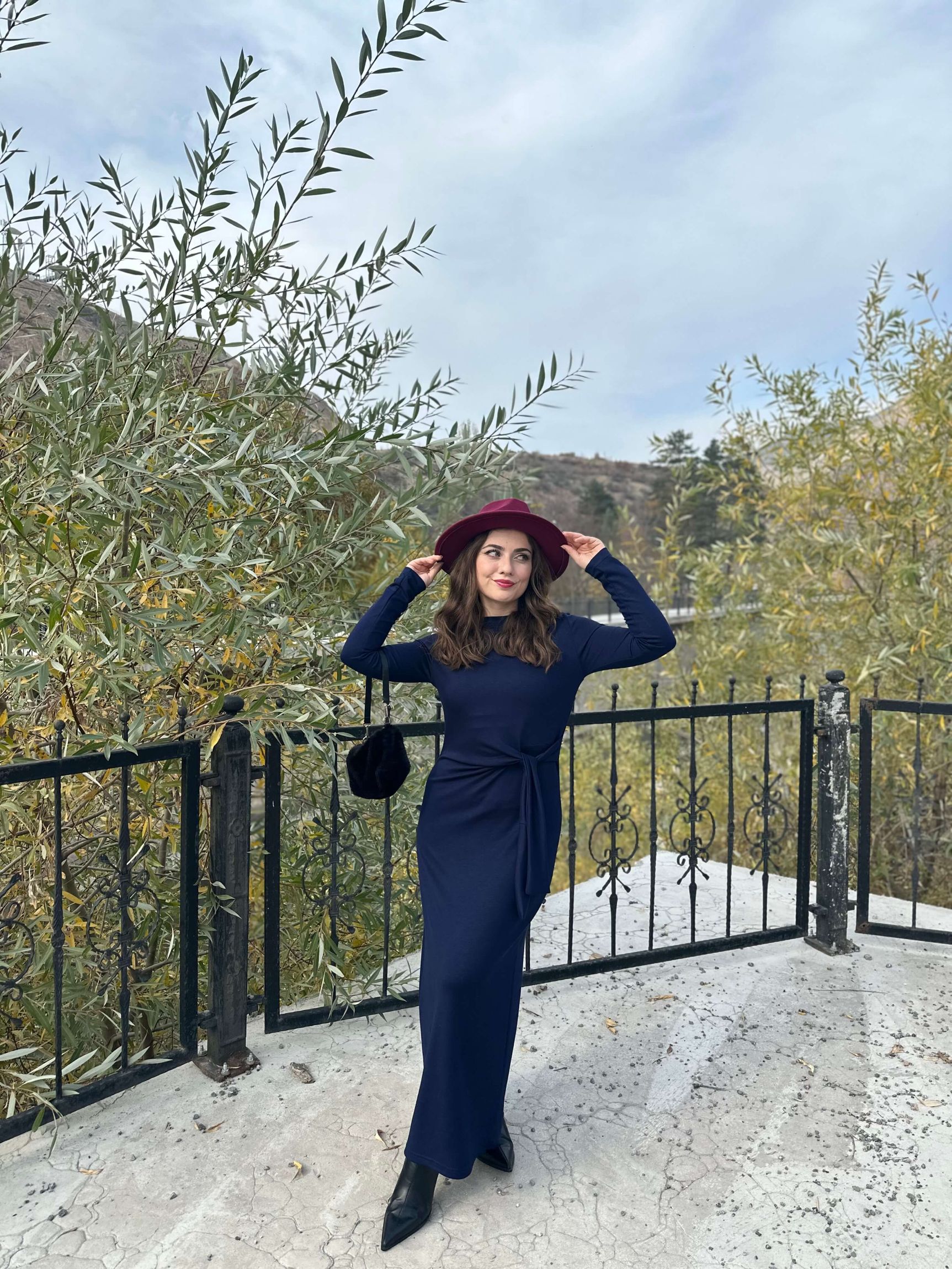 OYS Etiketli Bağlama Detaylı Elbise - Lacivert