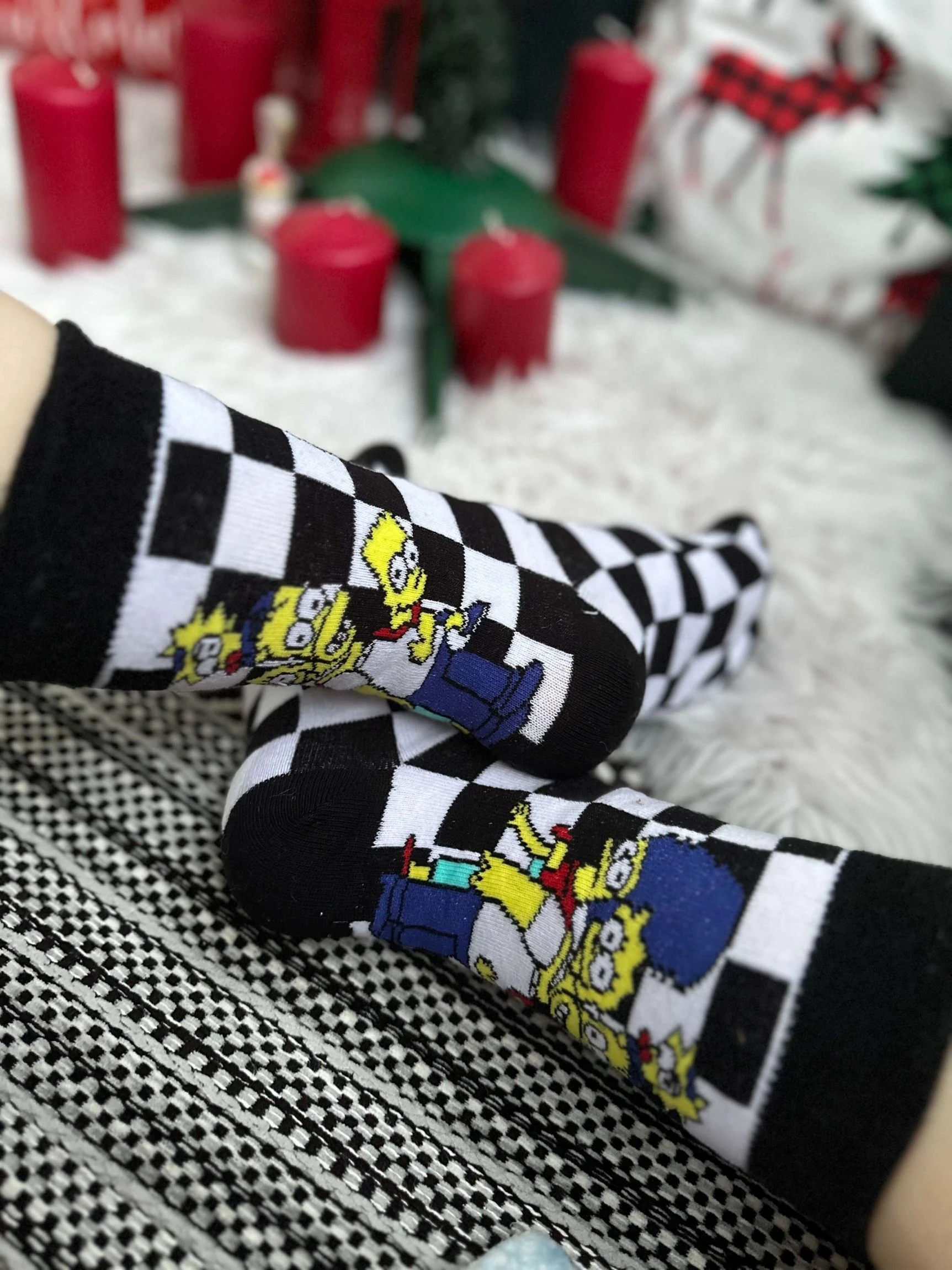 Siyah Kareli Simpsonlar Çorabı