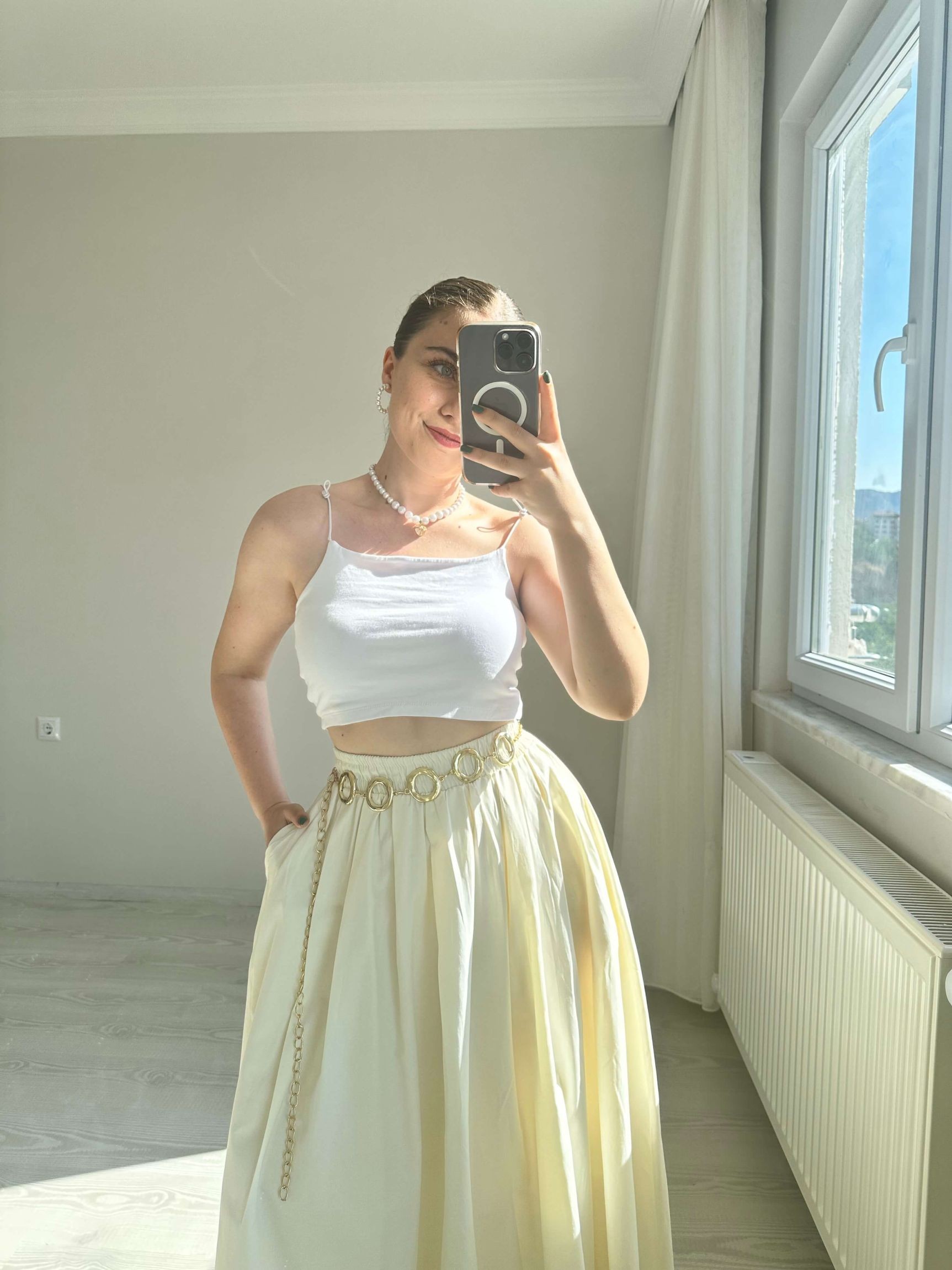 Yuvarlak Gold Zincirli Kemer