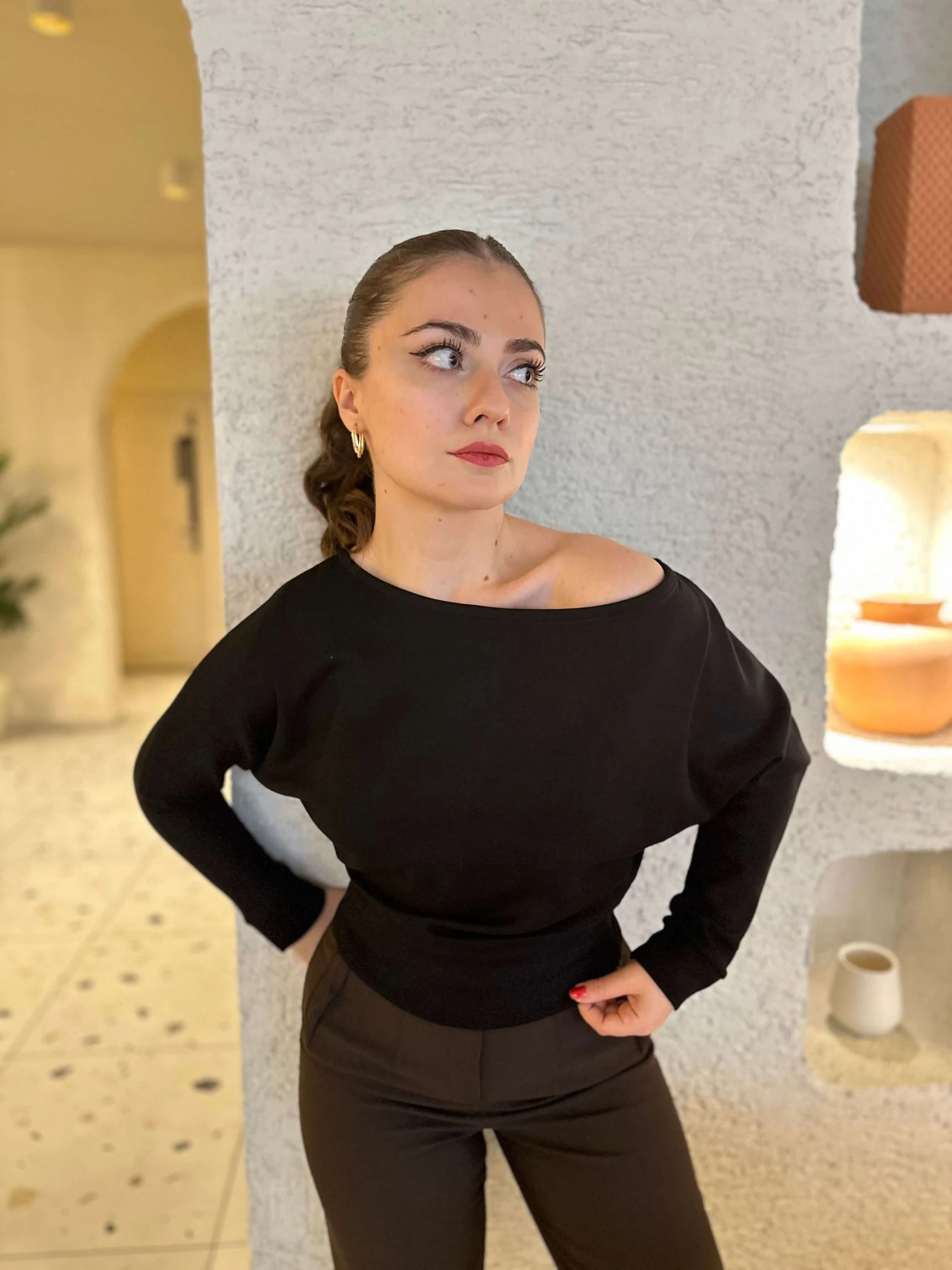 OYS Etiketli Yarasa Kol Kayık Yaka Bluz