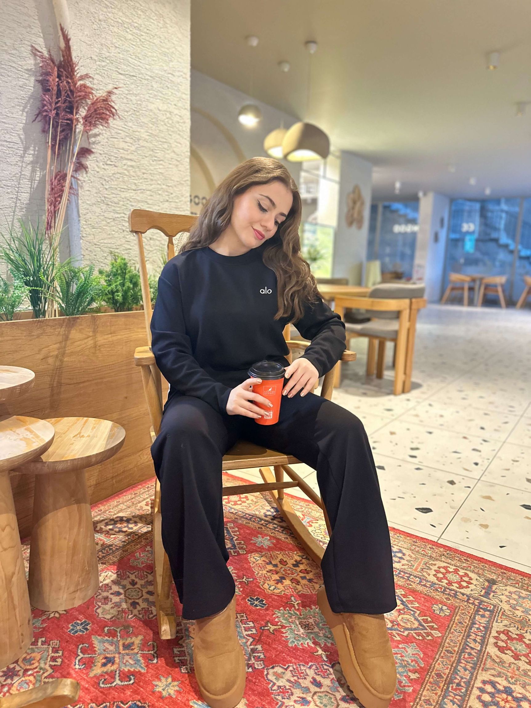 ALO Etiketli Likralı İkili Takım - Siyah