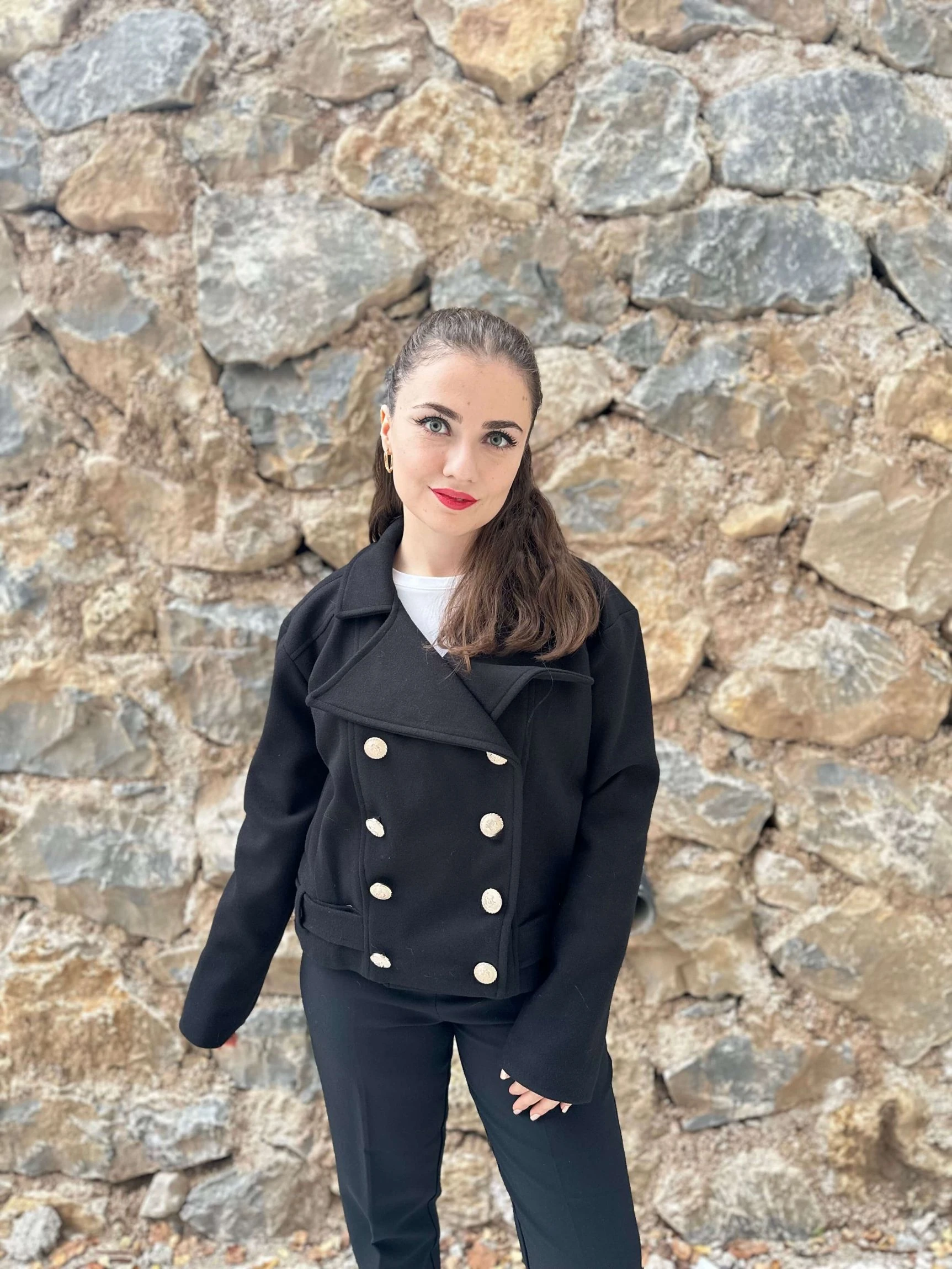 Düğme Detaylı Astarlı Kaşe