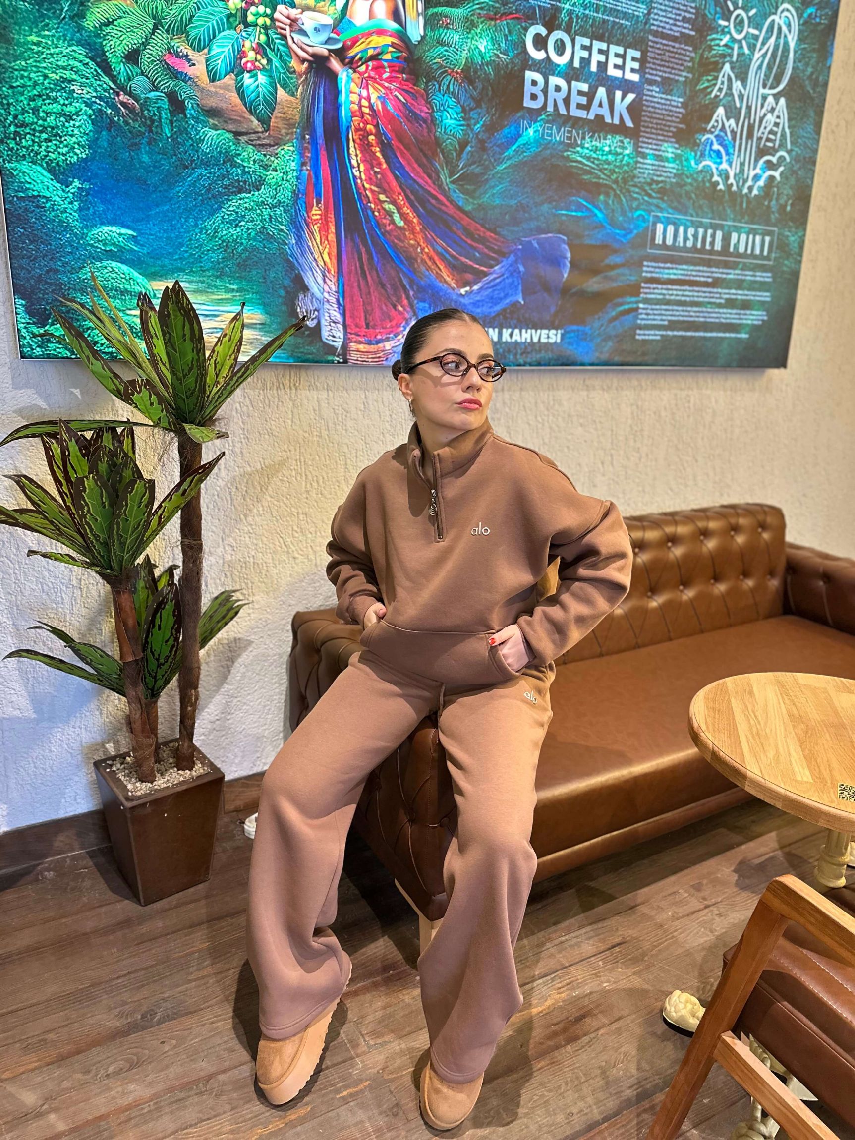 ALO Üç İplik Eşofman Takımı - Camel