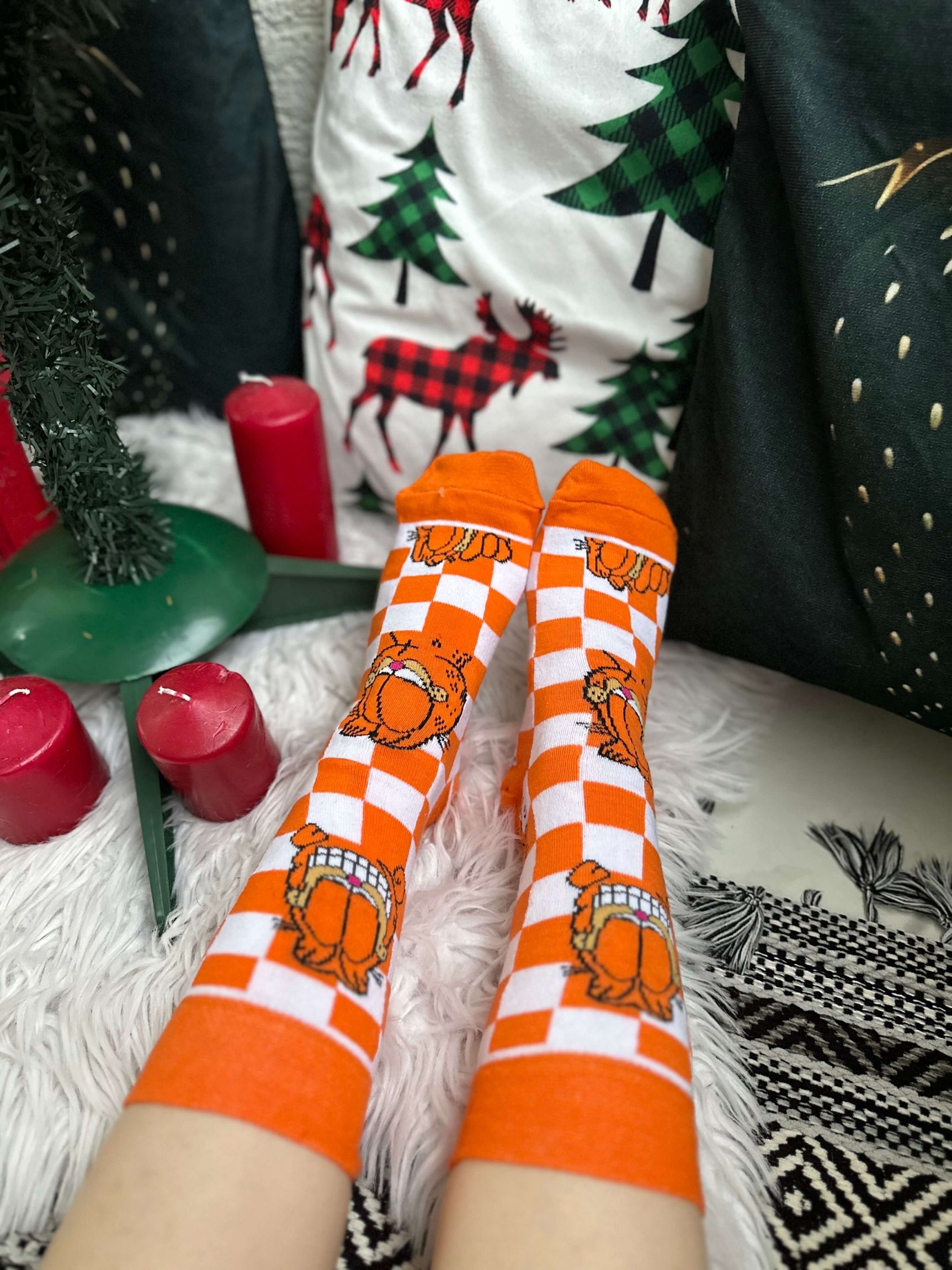 Turuncu Garfield Çorabı