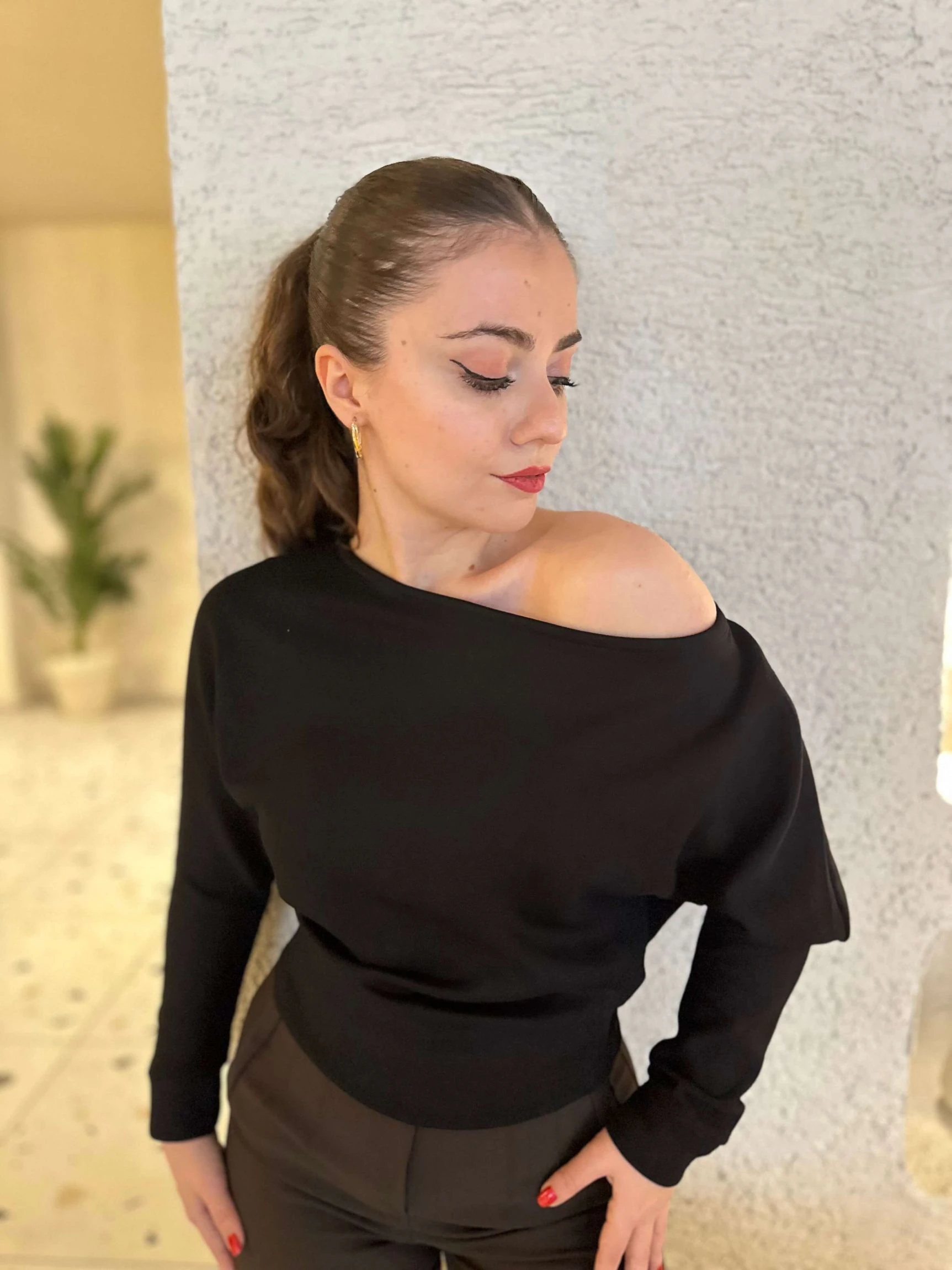 OYS Etiketli Yarasa Kol Kayık Yaka Bluz