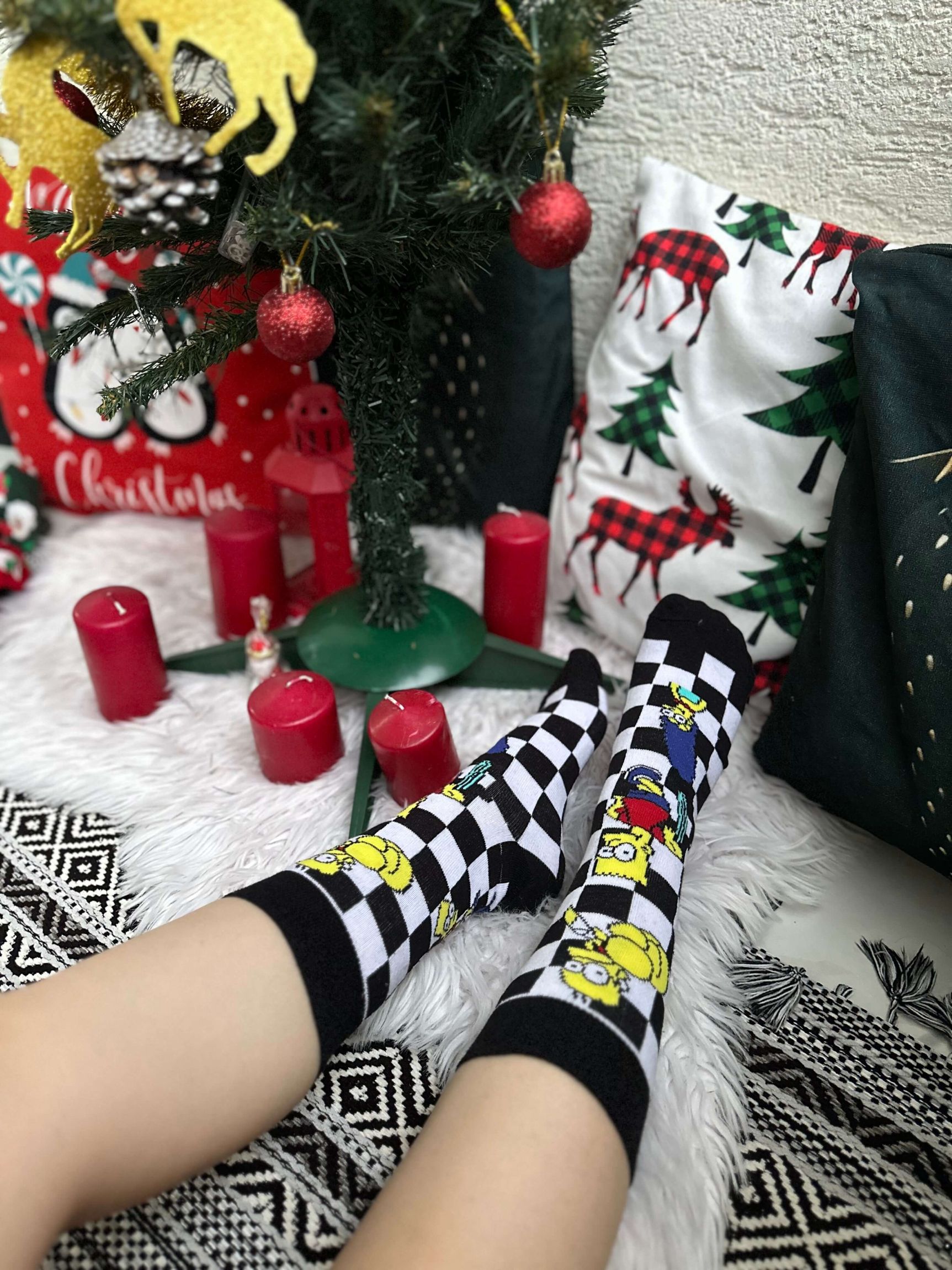 Siyah Kareli Simpsonlar Çorabı