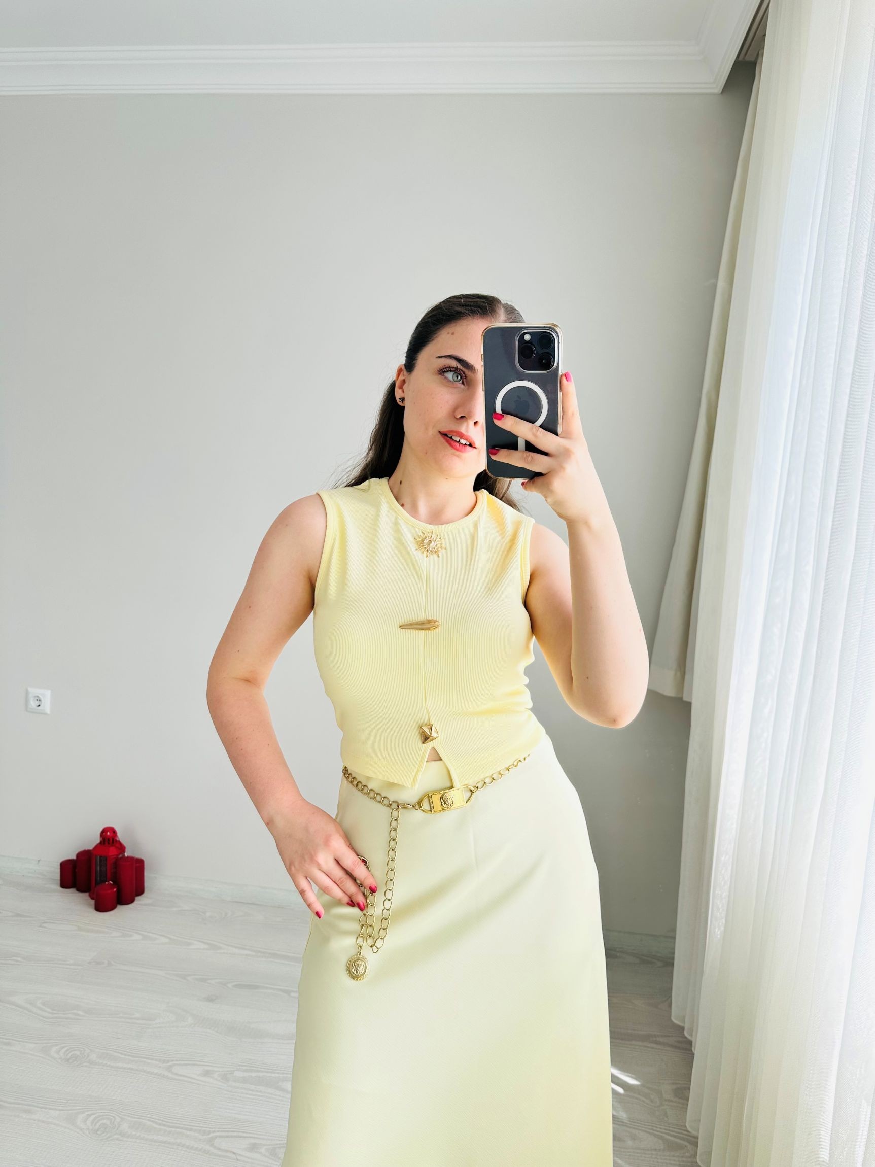 Aslan Figürlü Gold Zincir Kemer
