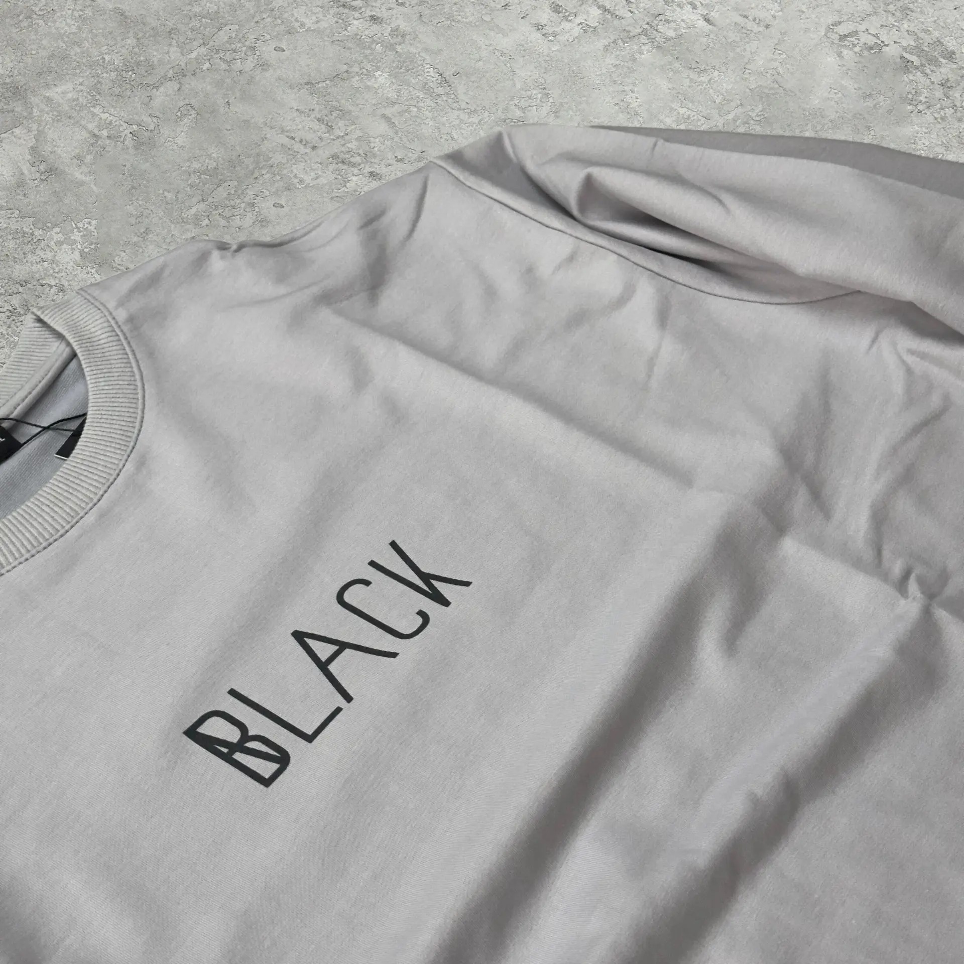 BLACK Baskılı Gri Renk Oversize Sweatshirt