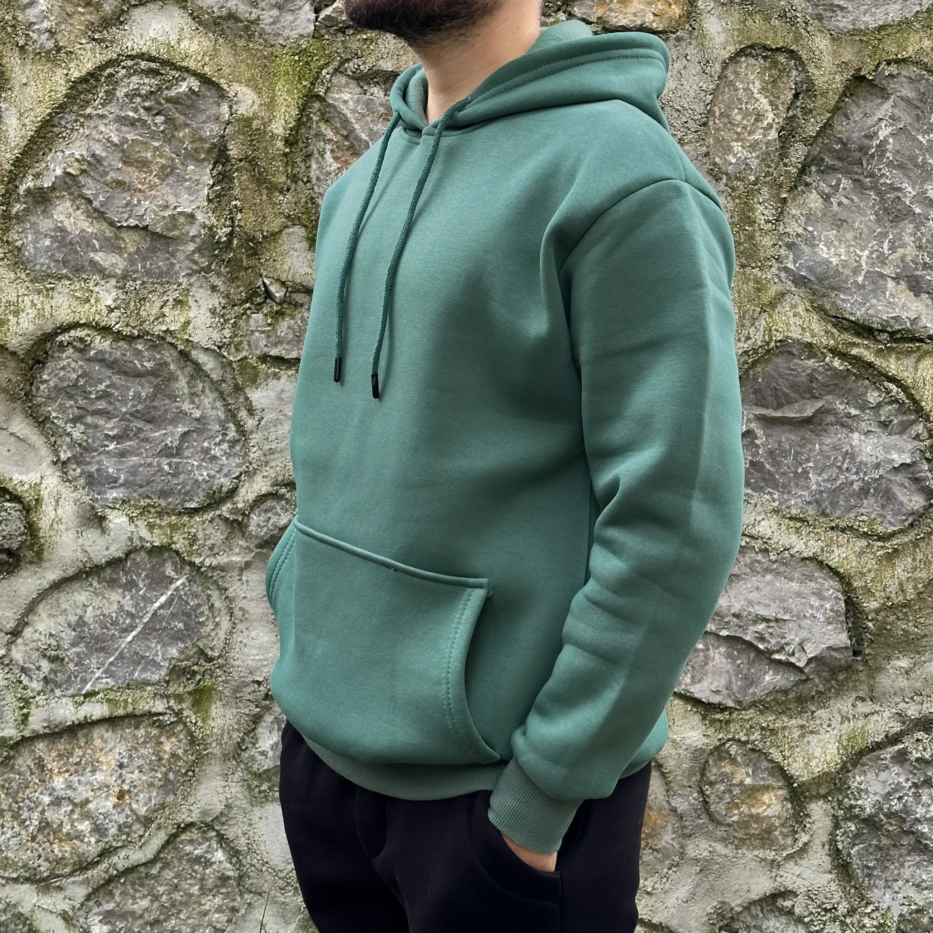 Yeşil Kapüşonlu Oversize Sweatshirt