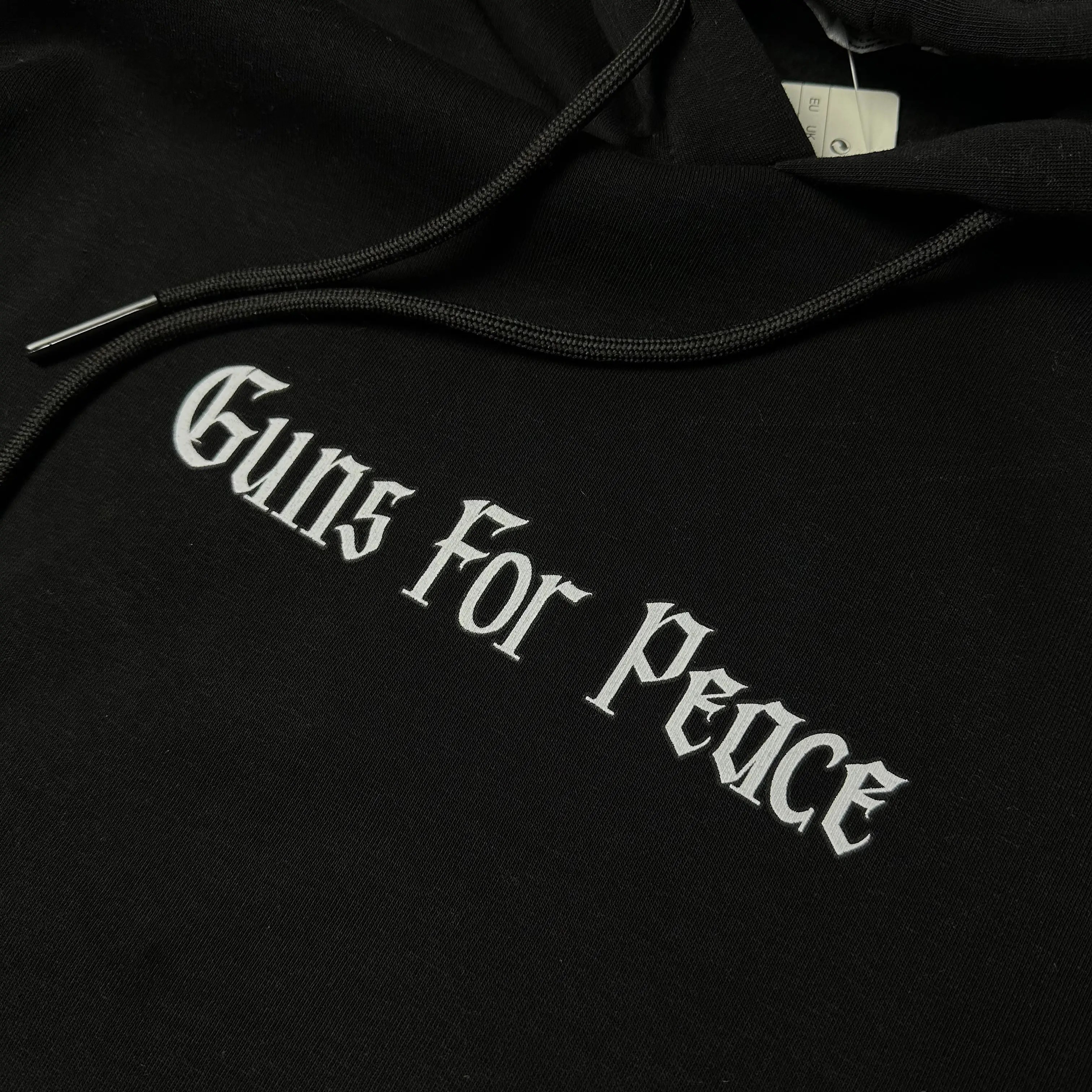 Guns For Peace Siyah Baskılı Oversize Hoodie