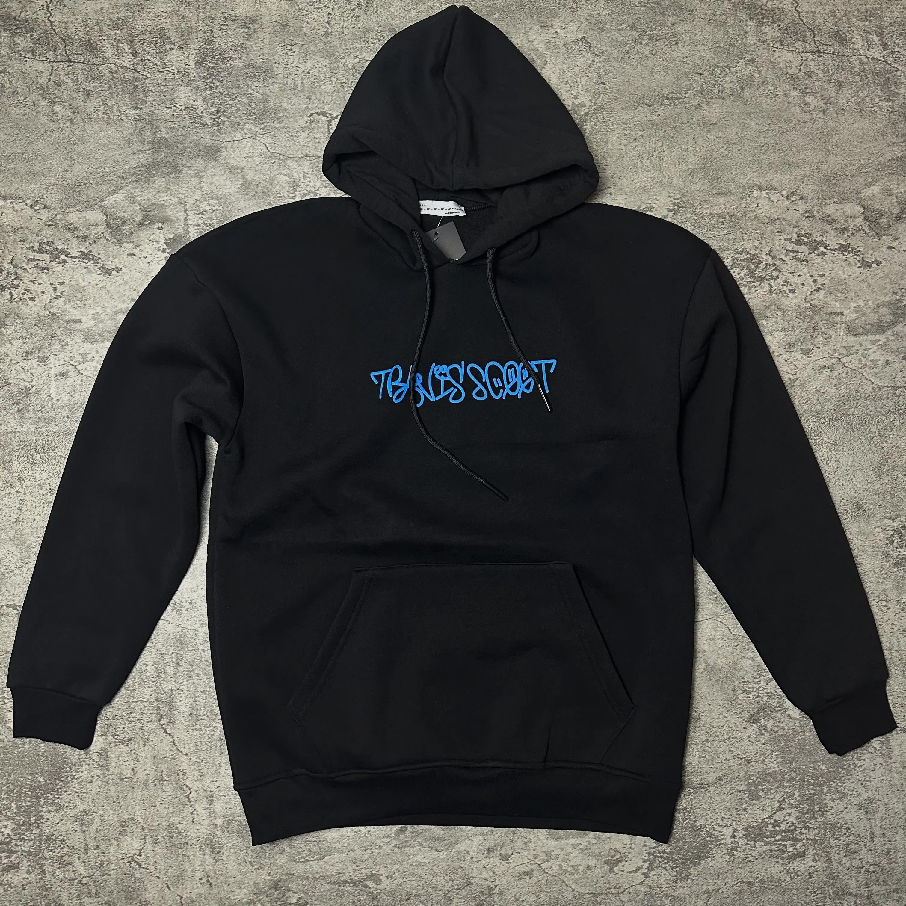 Travis Scoot Siyah Baskılı Oversize Hoodie