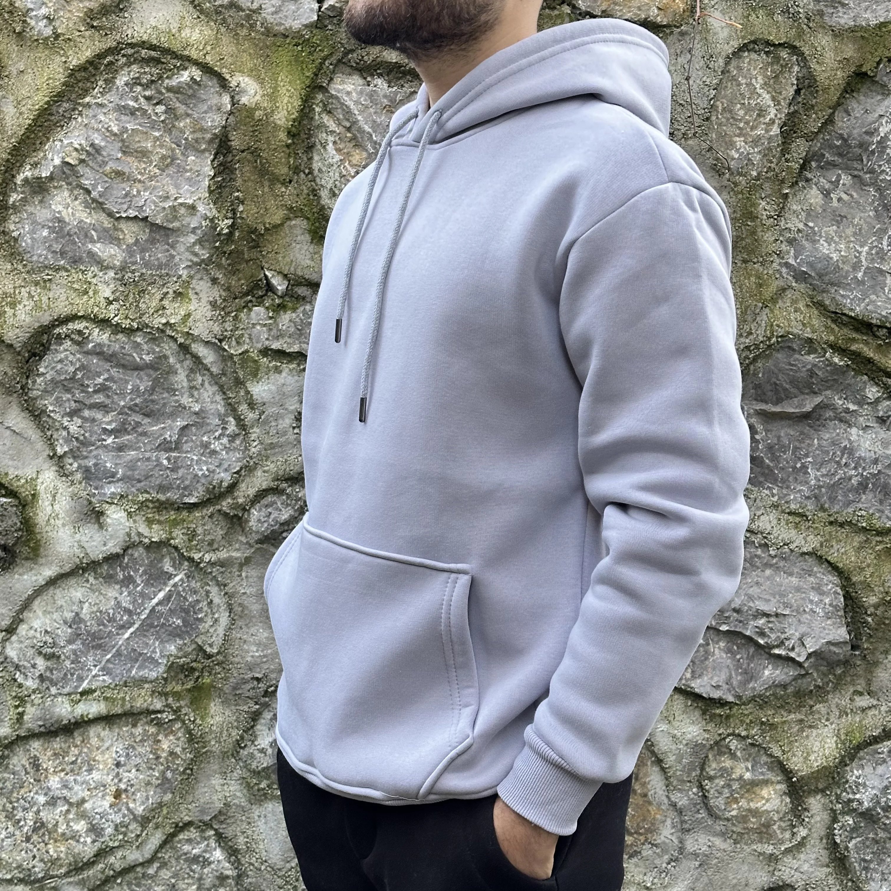 Lavanta Grisi Kapüşonlu Oversize Sweatshirt