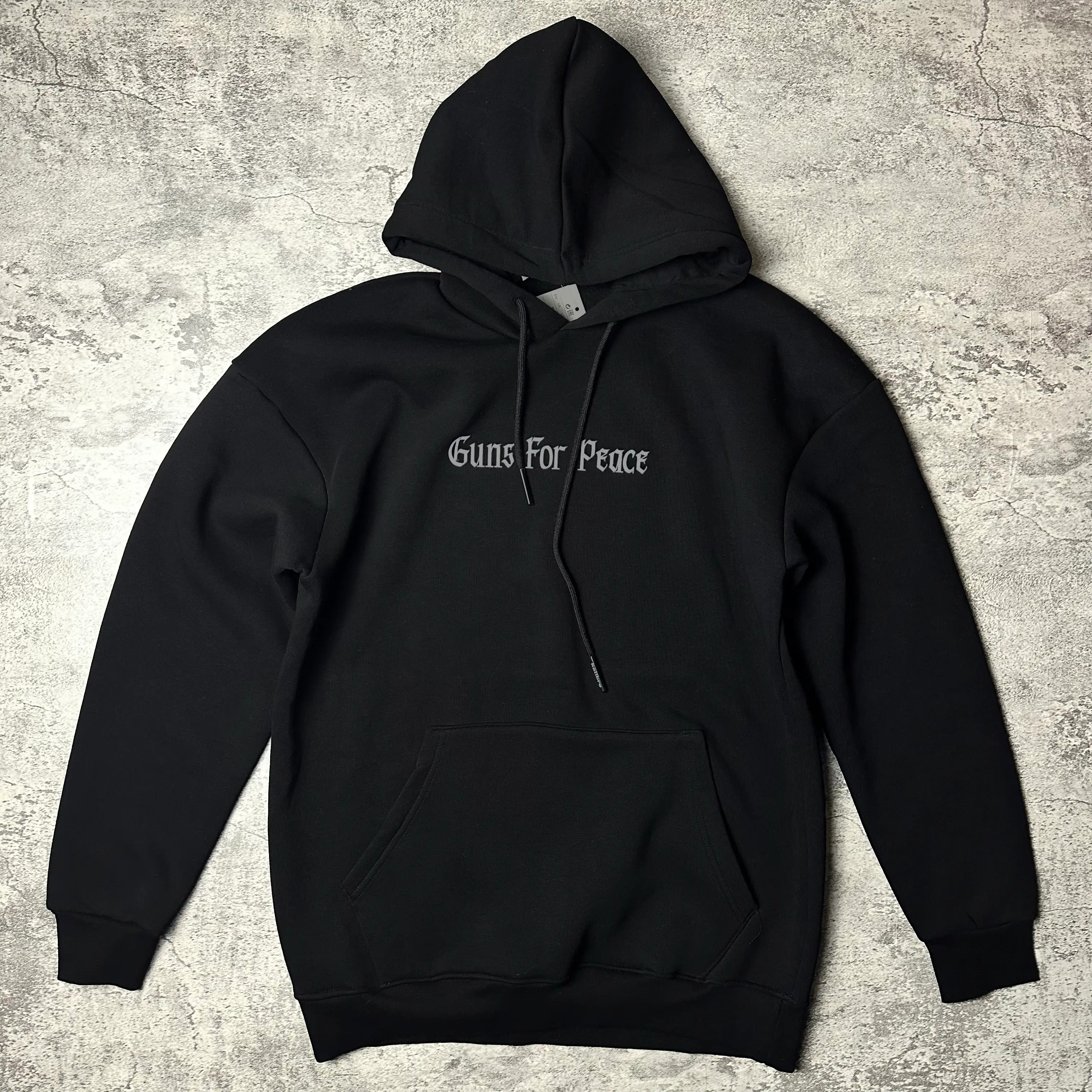 Guns For Peace Siyah Baskılı Oversize Hoodie