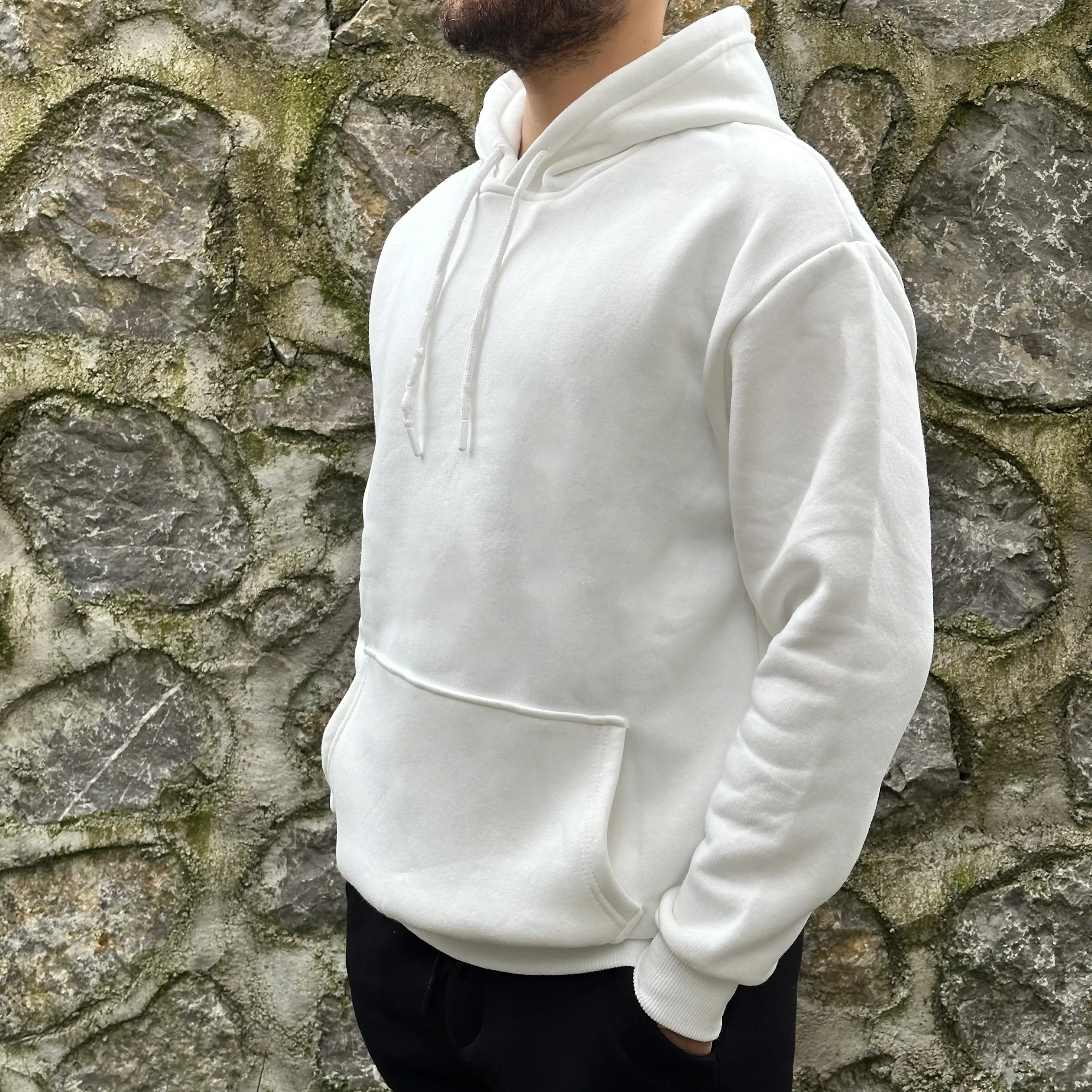  Beyaz Kapüşonlu Oversize Sweatshirt