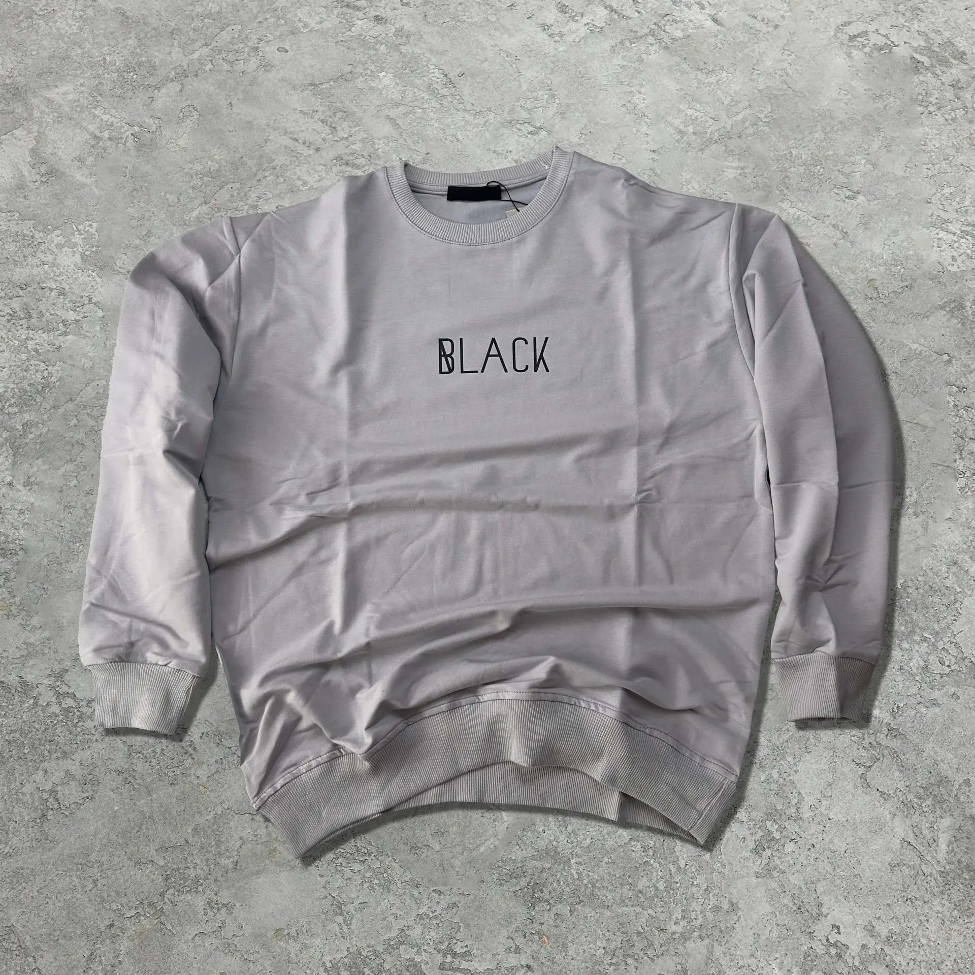 BLACK Baskılı Gri Renk Oversize Sweatshirt