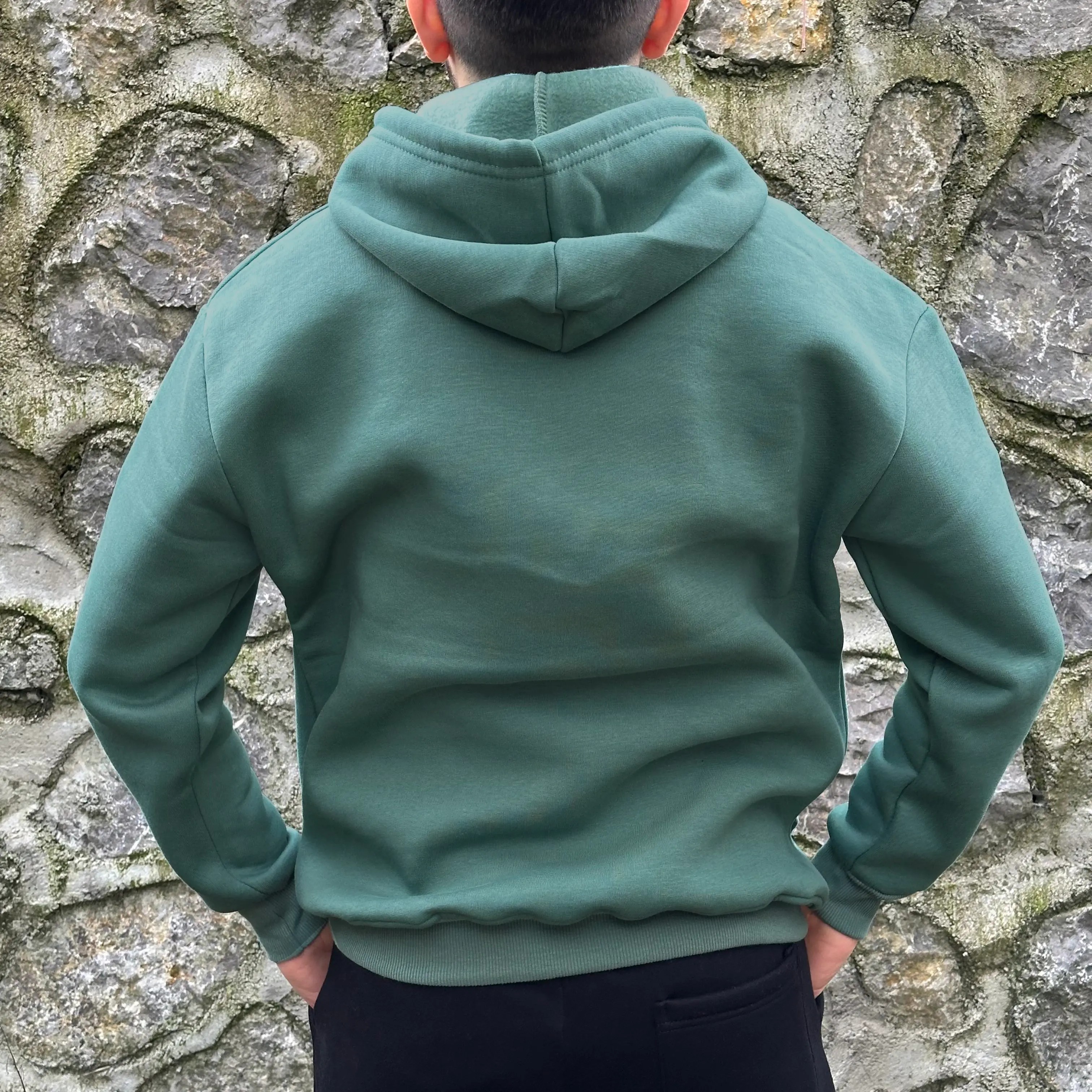 Yeşil Kapüşonlu Oversize Sweatshirt