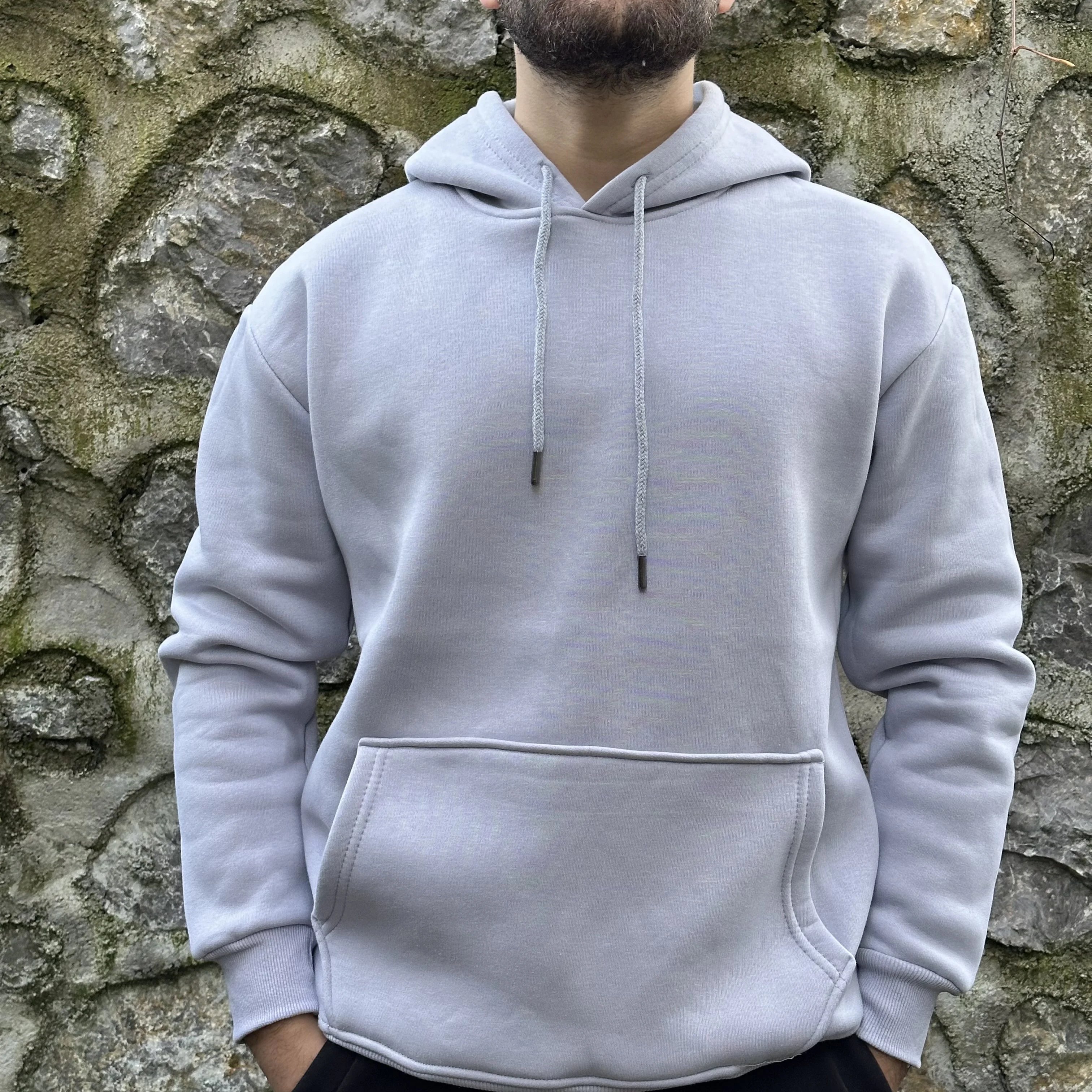 Lavanta Grisi Kapüşonlu Oversize Sweatshirt