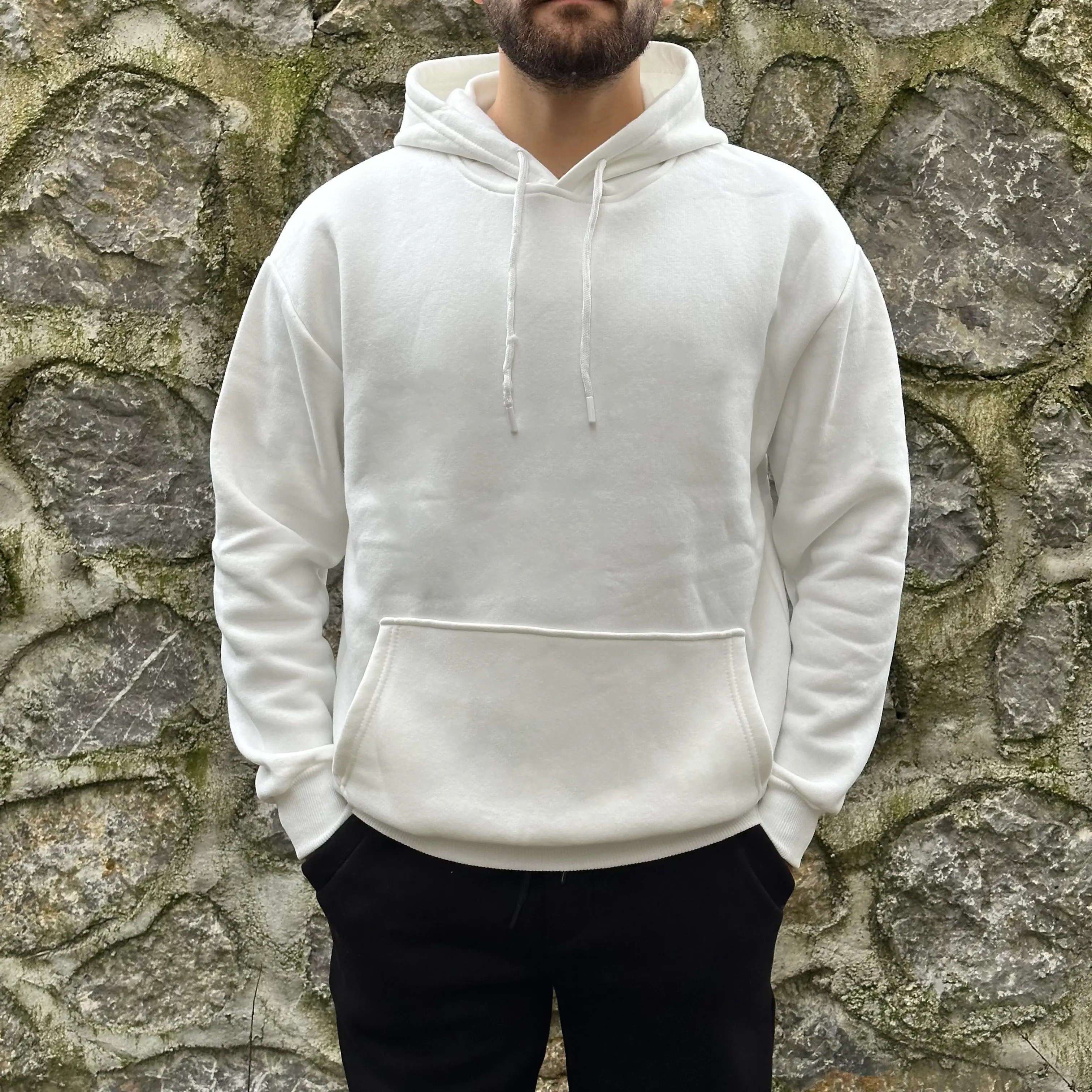  Beyaz Kapüşonlu Oversize Sweatshirt