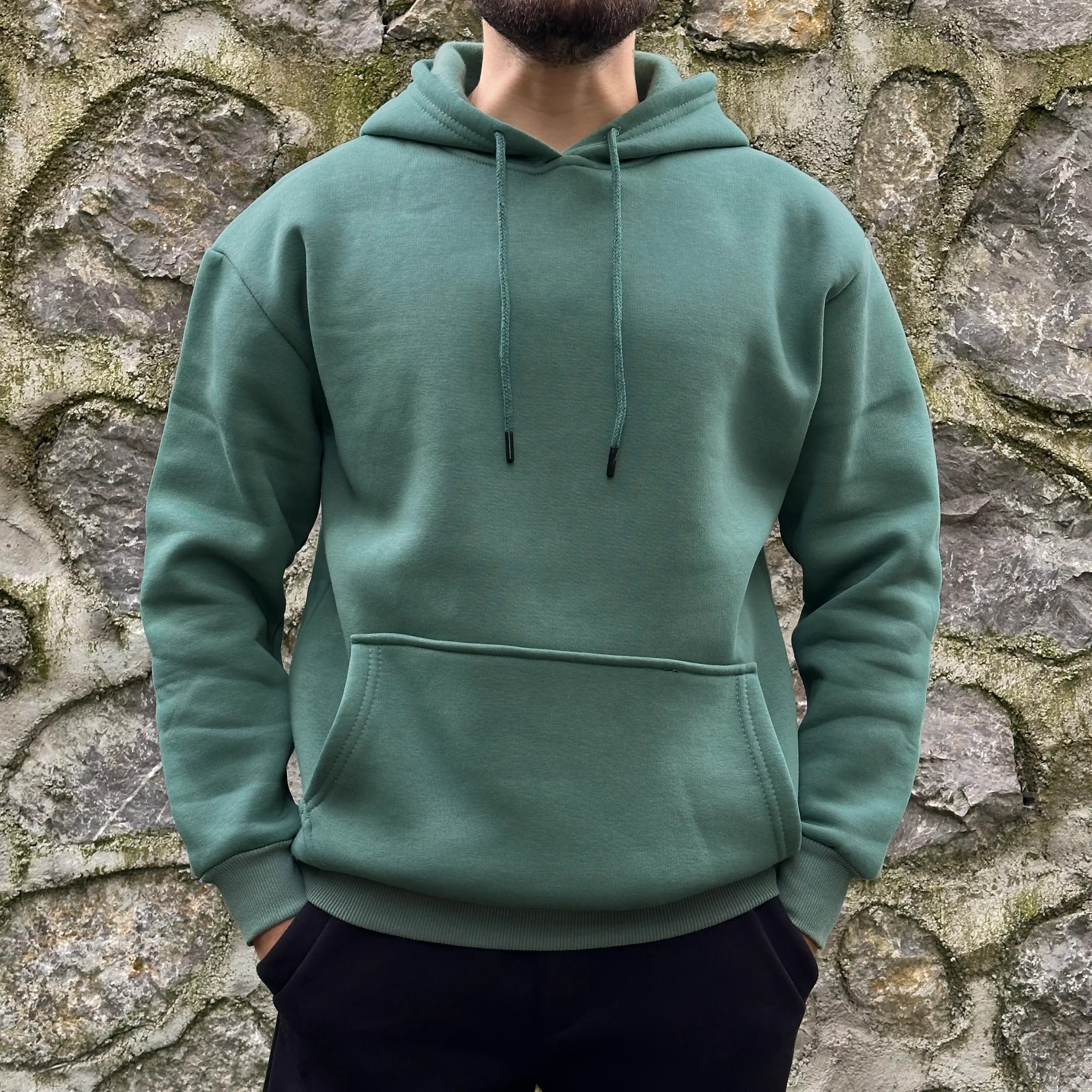 Yeşil Kapüşonlu Oversize Sweatshirt