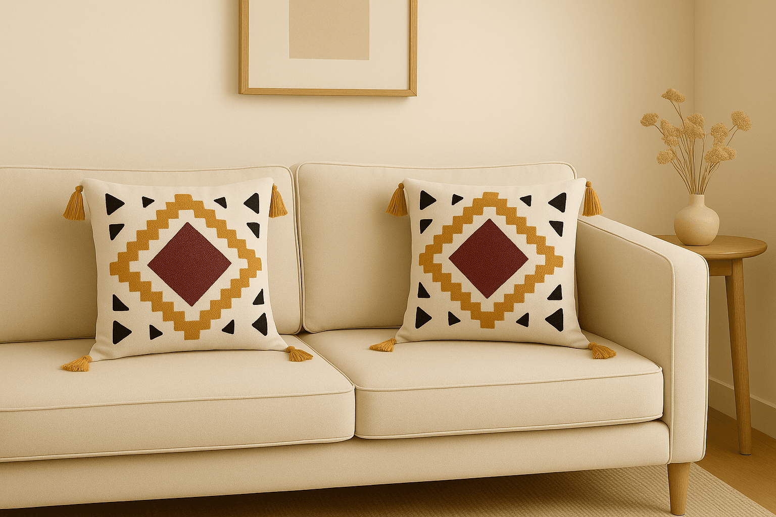 2 Adet 40x40 Punç Nakışlı Kırlent Kılıfı - Baklava