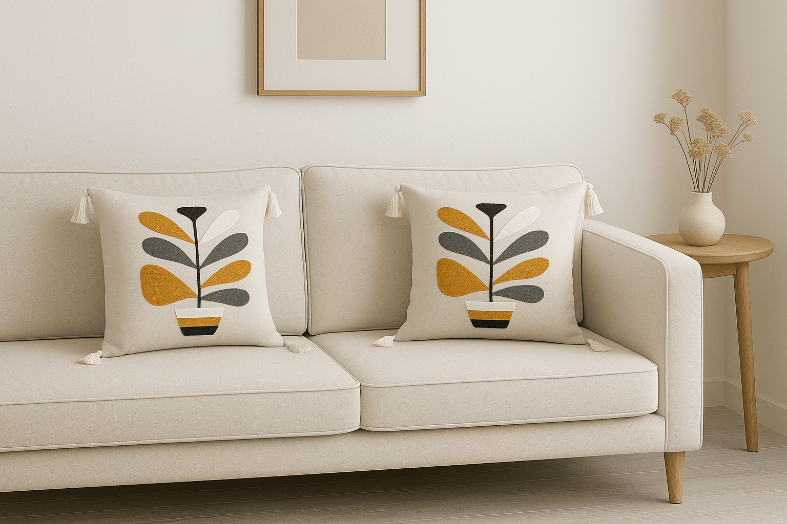 2 Adet 40x40 Punç Nakışlı Kırlent Kılıfı - Saksı