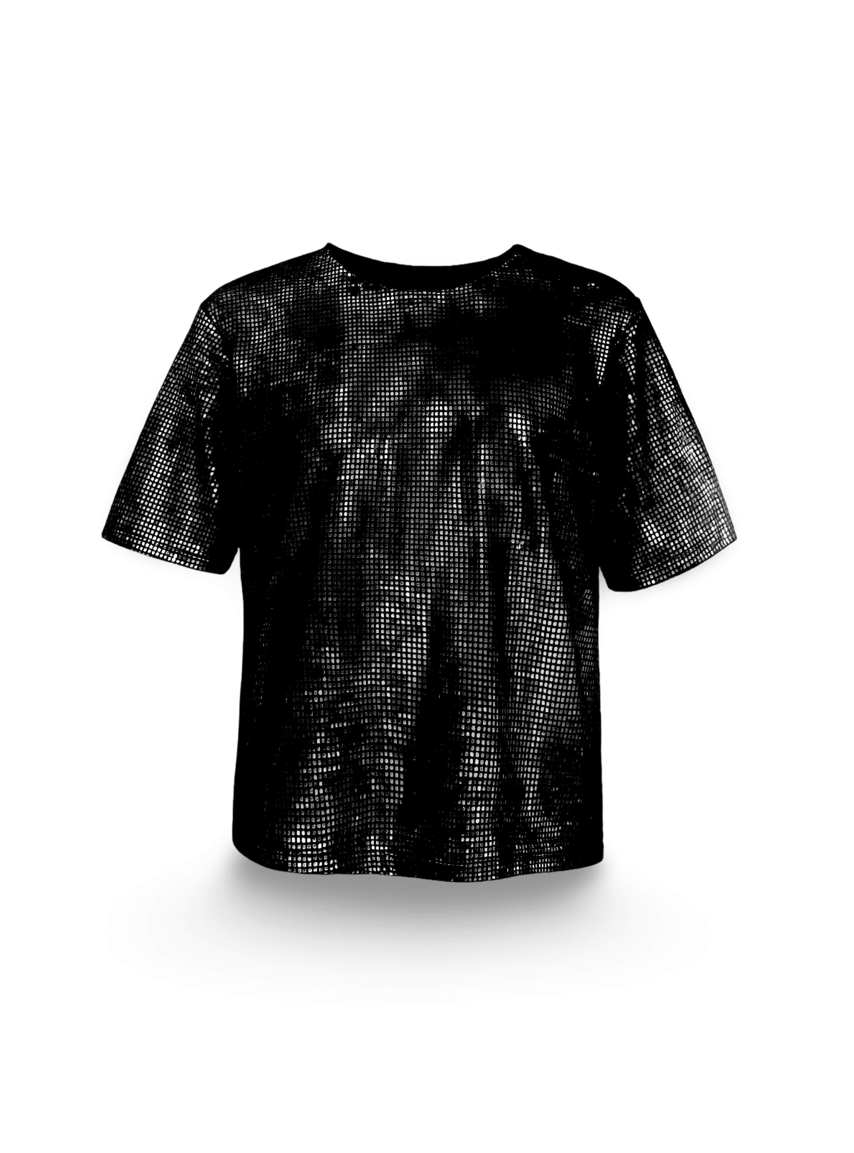 Parlak Disko Topu T-shirt Bluz – Siyah