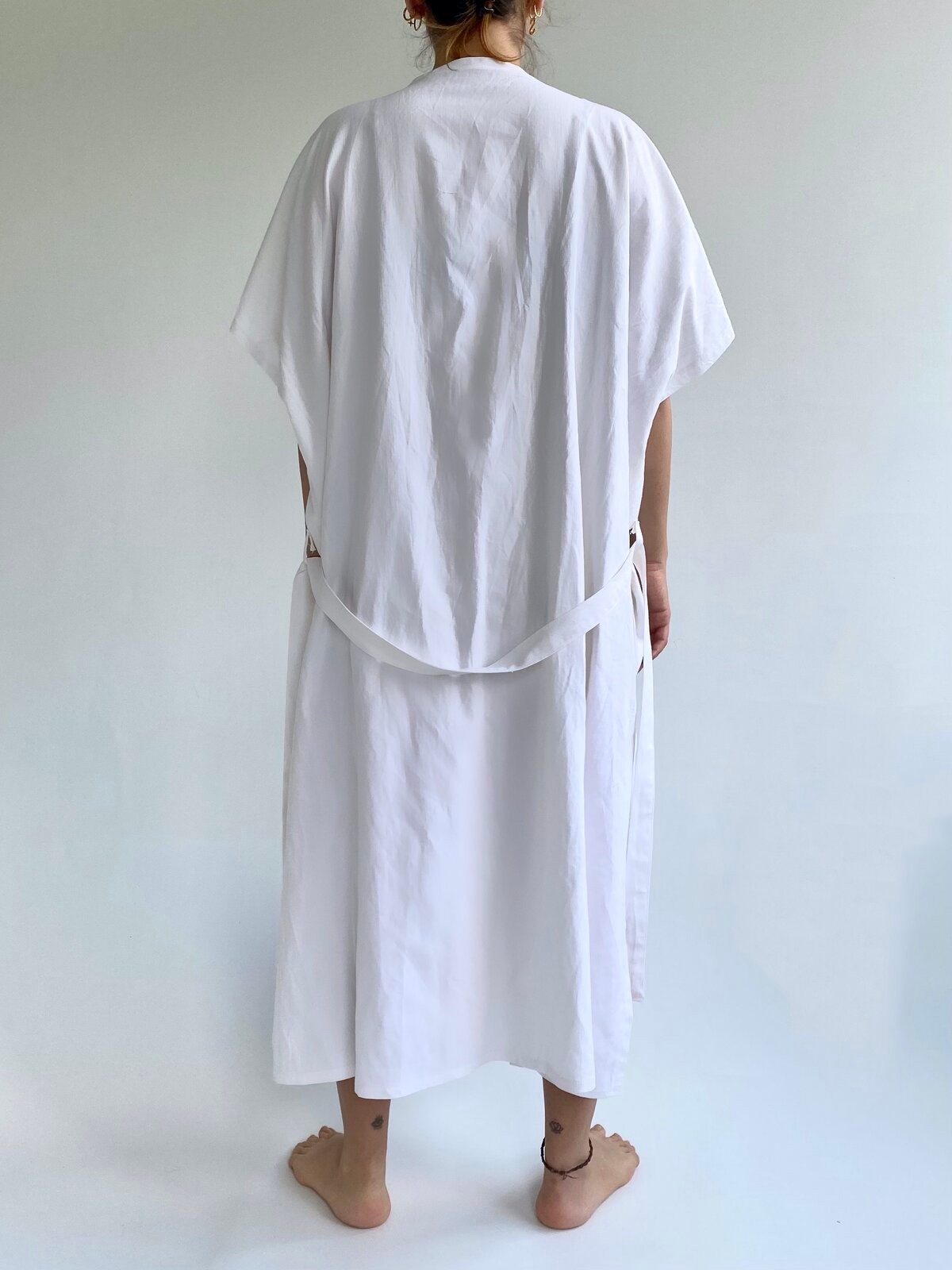 Beyaz Uzun Keten Kimono&Kaftan