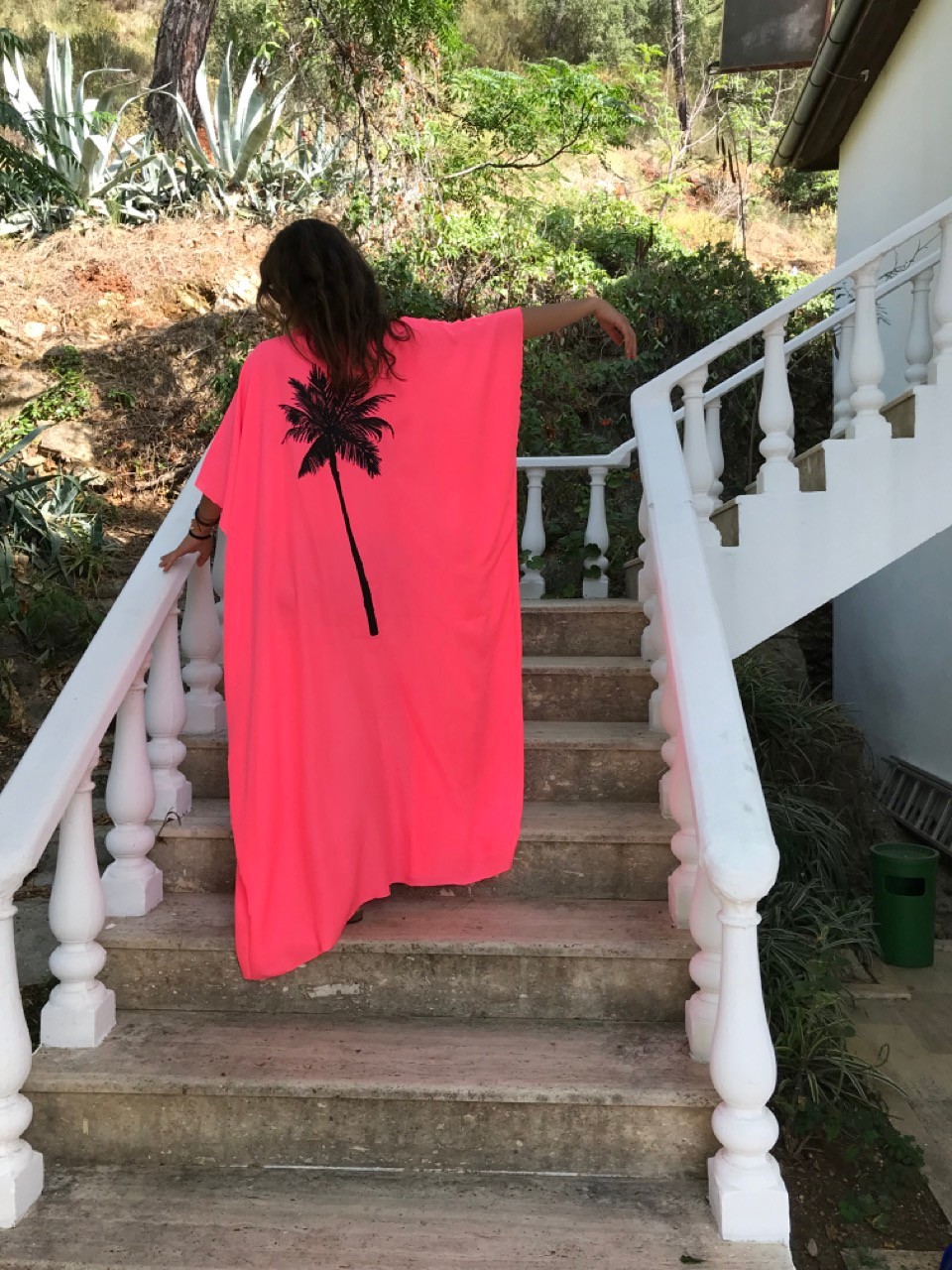 Palmiye Pembe Neon Kimono