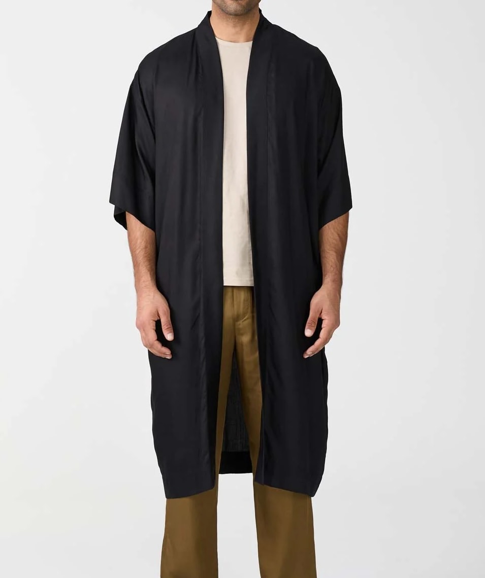 Gözler Kimono - Uzun Siyah Kaftan - Erkek