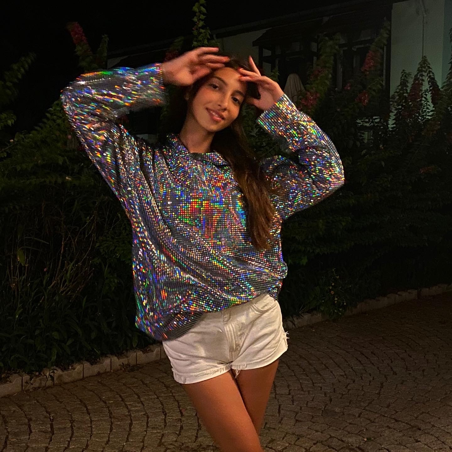 Parlak Disko Topu Hoodie Sweatshirt – Renk Değiştiren Festival Giysisi