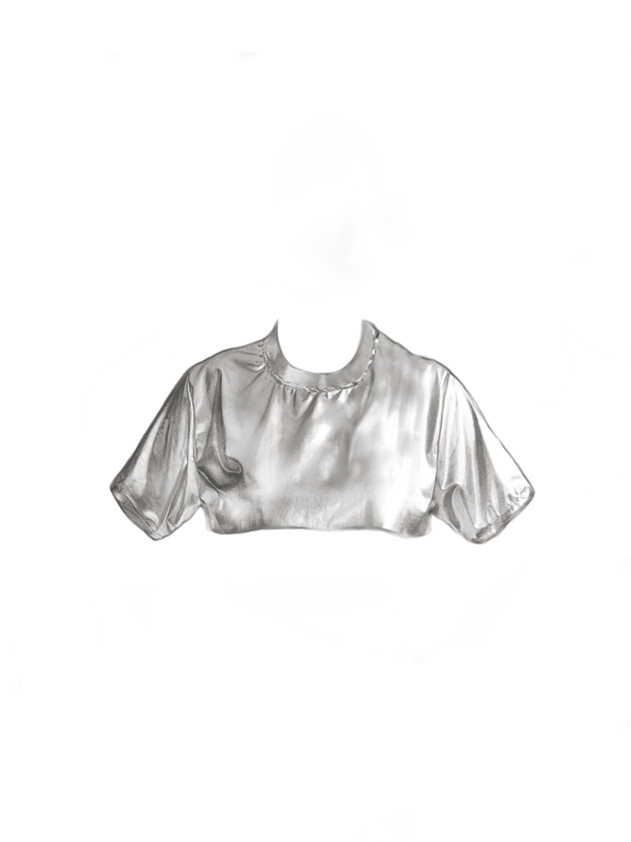 Meteor Parıltısı Gümüş Silver Crop Top T-shirt