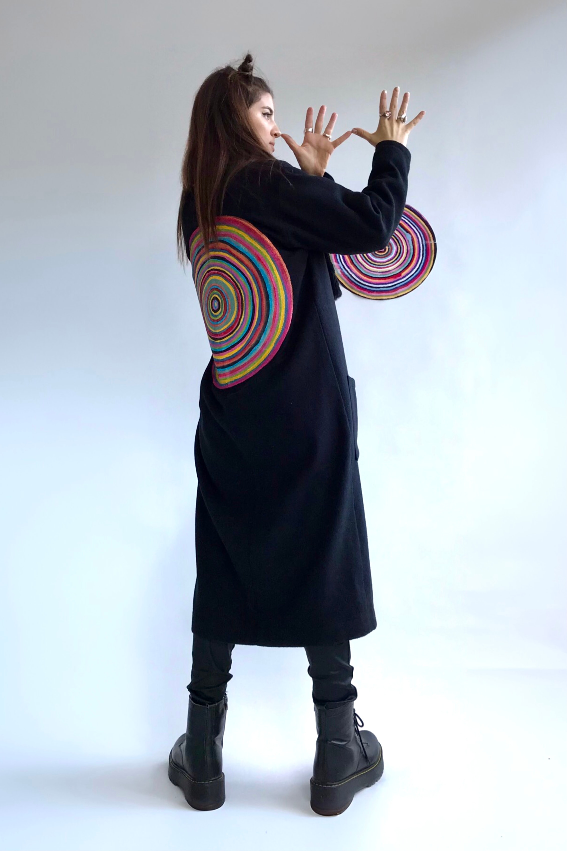 Renkli Spiral Mistik Kaşe Palto Kaban – Unisex | Mystic Coat