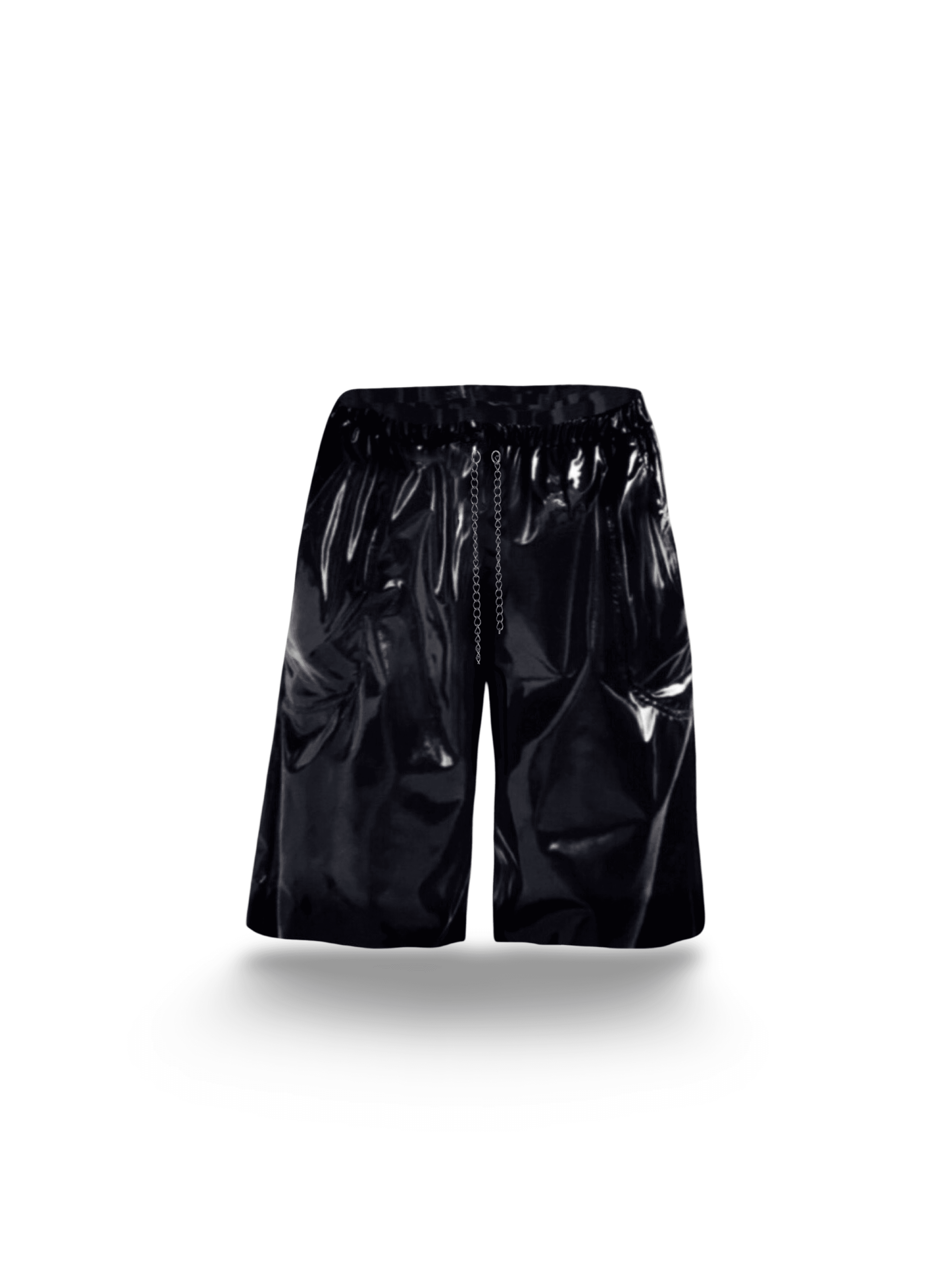 Siyah Rugan Deri Lateks Şort - Unisex