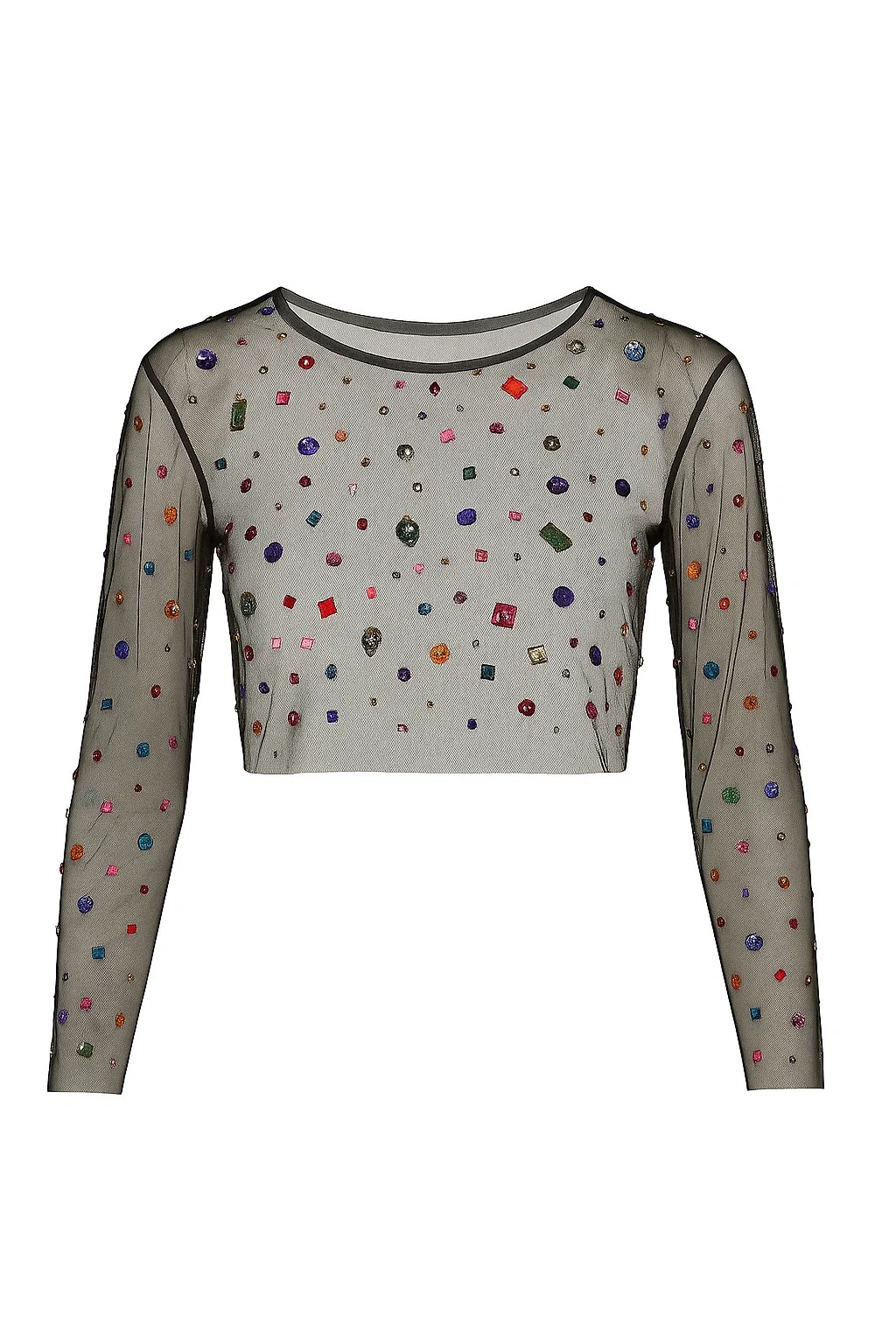 Taş Detaylı Transparan Crop Bluz | Dreamdust Blouse