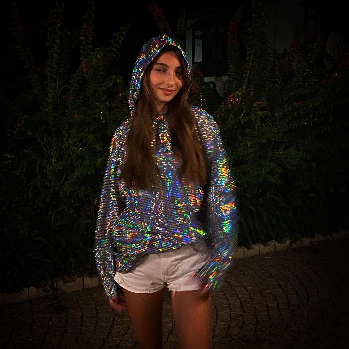 Parlak Disko Topu Hoodie Sweatshirt – Renk Değiştiren Festival Giysisi