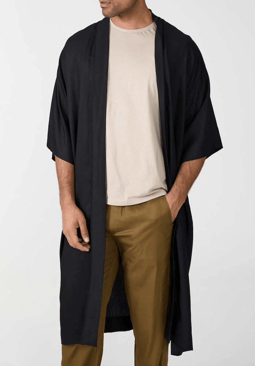 Gözler Kimono - Uzun Siyah Kaftan - Erkek