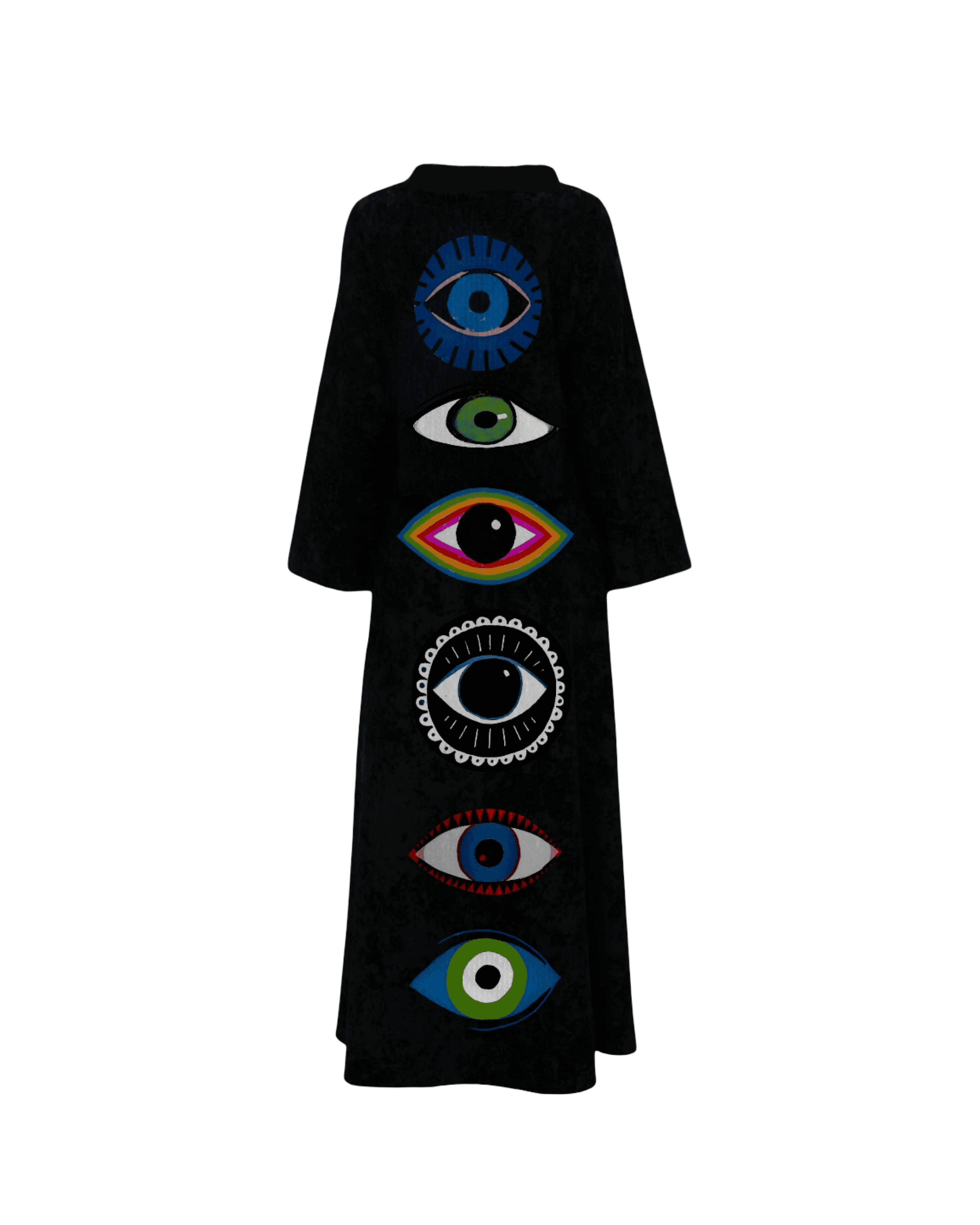 Gözler Kimono - Uzun Siyah Kaftan - Erkek