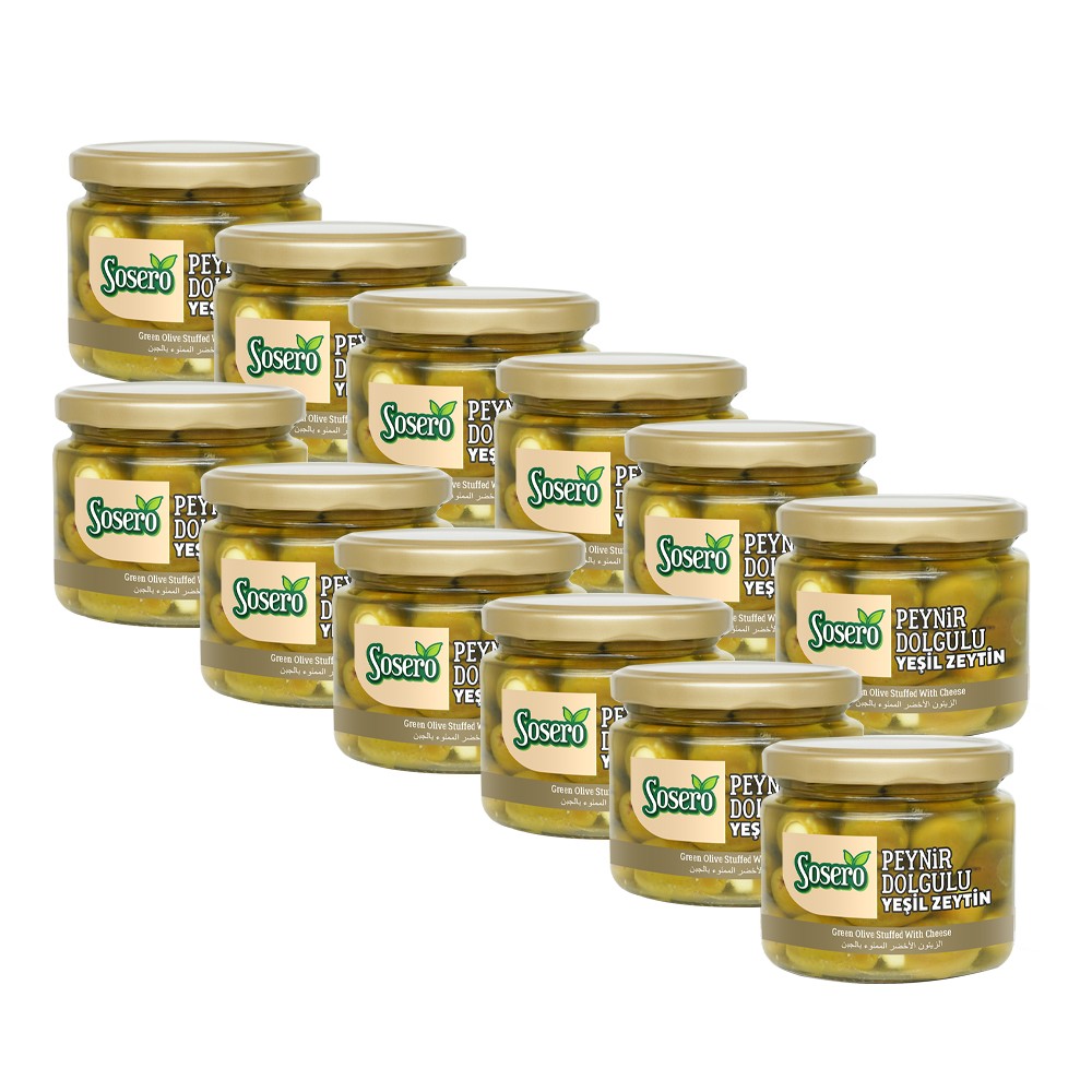 Sosero Peynir Dolgulu Yeşil Zeytin 290 gr x 12
