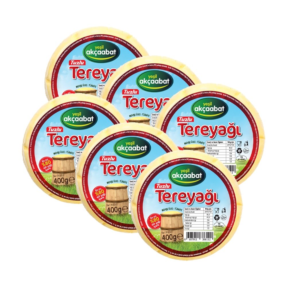 Yeşil Akçaabat Trabzon Tereyağı Tuzlu 400 gr x 6