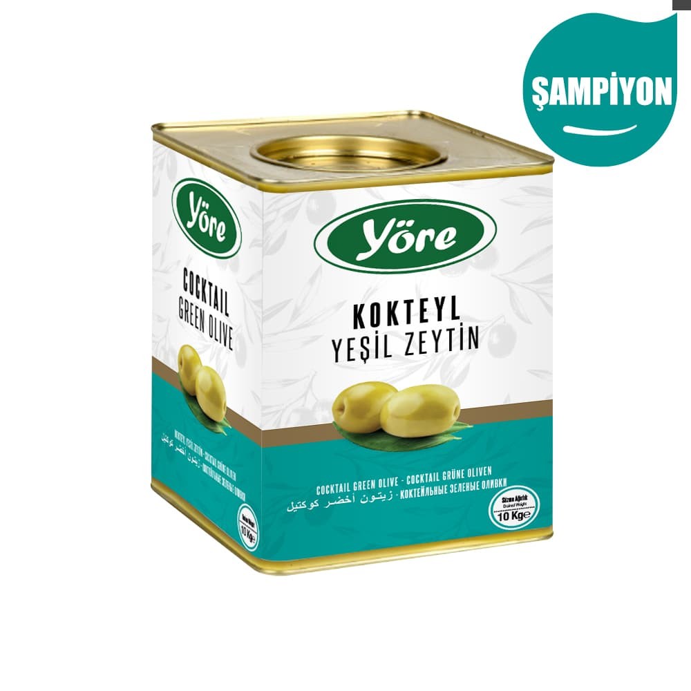 Yöre Domat Kokteyl Şampiyon Yeşil Zeytin 10 kg Teneke