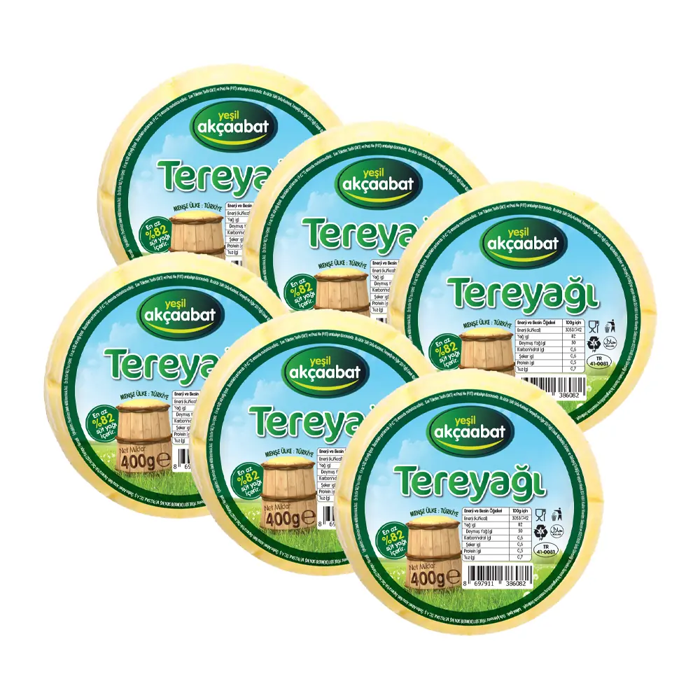 Yeşil Akçaabat Trabzon Tereyağı Tuzsuz 400 gr x 6 Adet