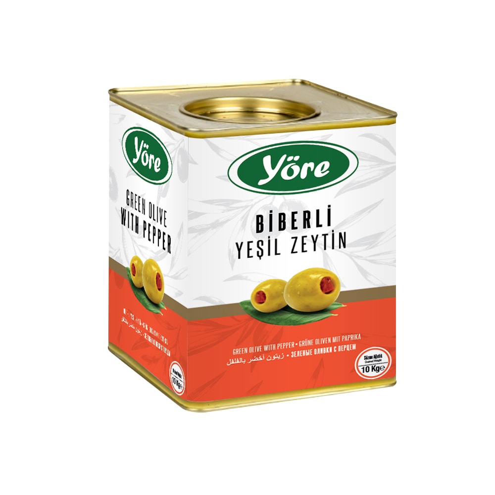 Yöre Domat Biberli Süper Yeşil Zeytin 10 kg Teneke (231-260)