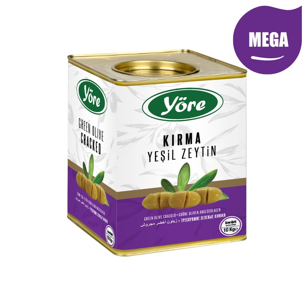 Yöre Domat Kırma Mega Yeşil Zeytin 10 kg Teneke