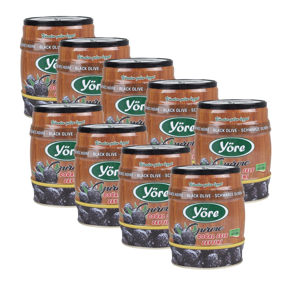 Yöre Gemlik Doğal Sele Siyah Zeytin 750 gr x 9 (321-380)