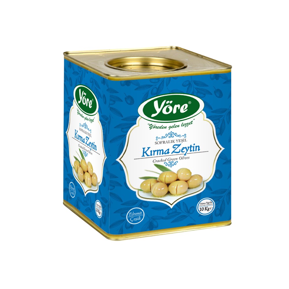 Yöre Ayvalık Kırma Lüks Yeşil Zeytin 10 kg Teneke