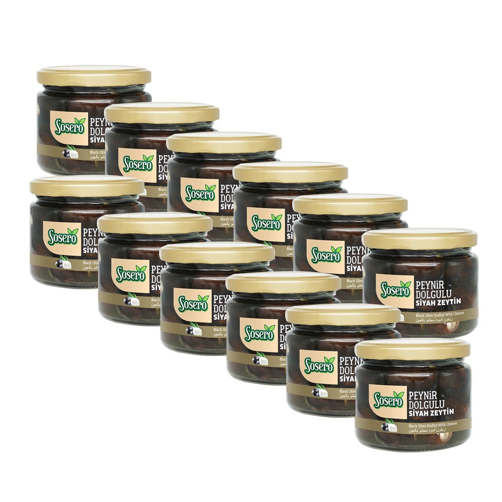 Sosero Peynir Dolgulu Siyah Zeytin 290 gr x 12