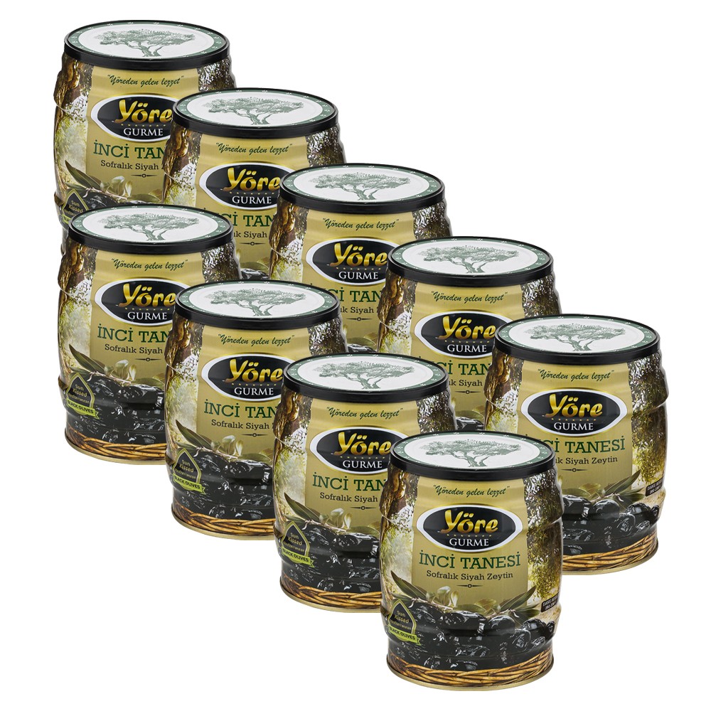 Yöre Gurme İnci Tanesi Sofralık Siyah Zeytin 750 gr x 9 (201-230)