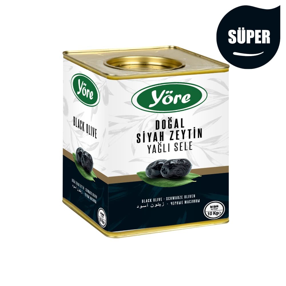 Yöre Gemlik Süper Siyah Zeytin 10 kg Teneke (291-320)