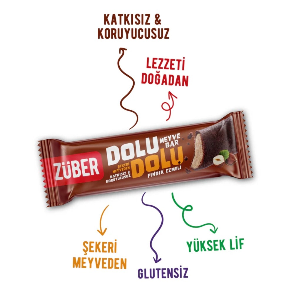 Züber Dolu Dolu Fındık Ezmeli Meyve Bar 30 gr x12