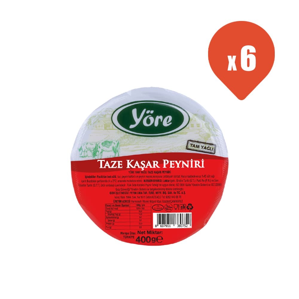 Yöre Taze Kaşar Peyniri 400 gr x 6